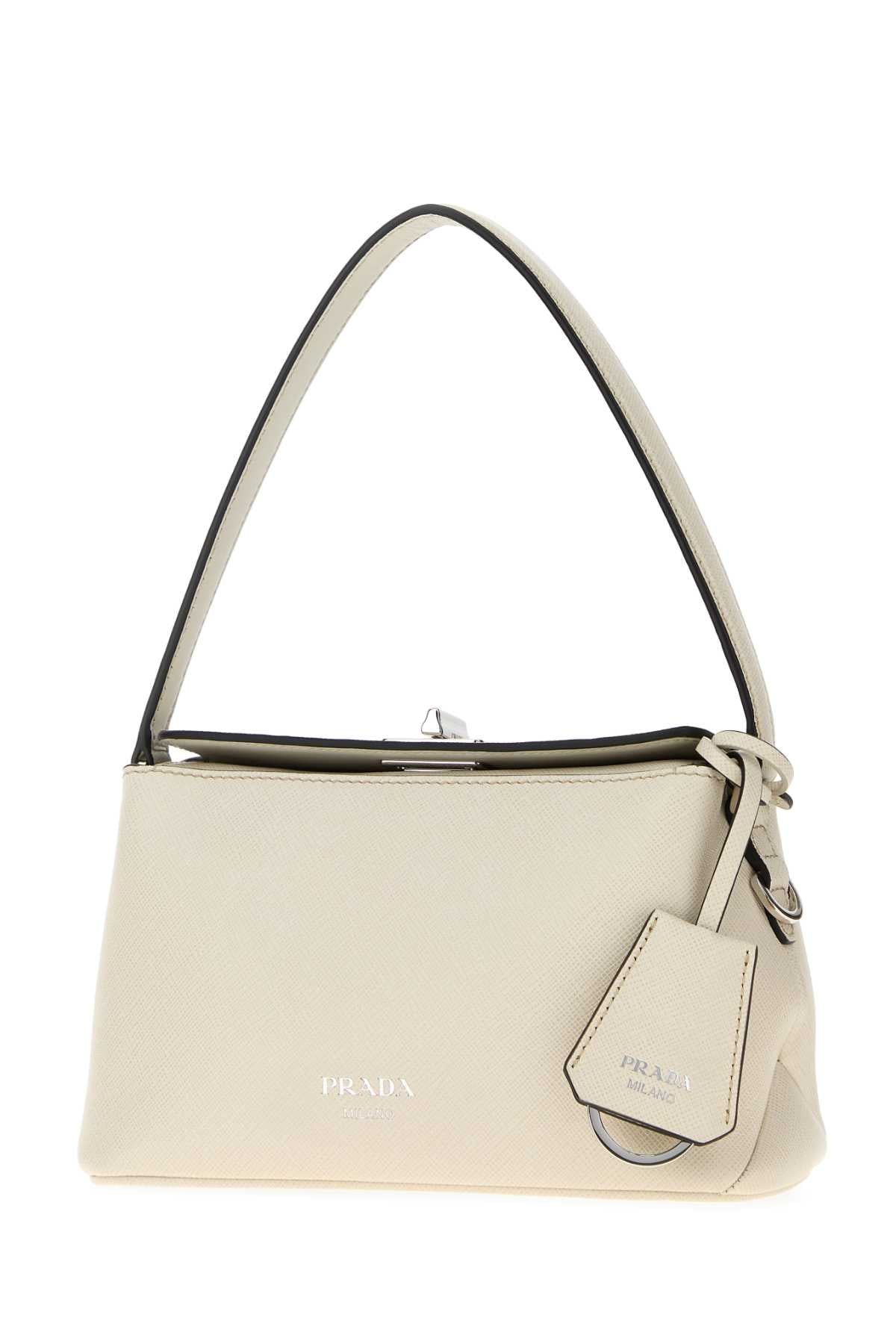 Prada Women Ivory Leather Prada Midi Handbag PRADA