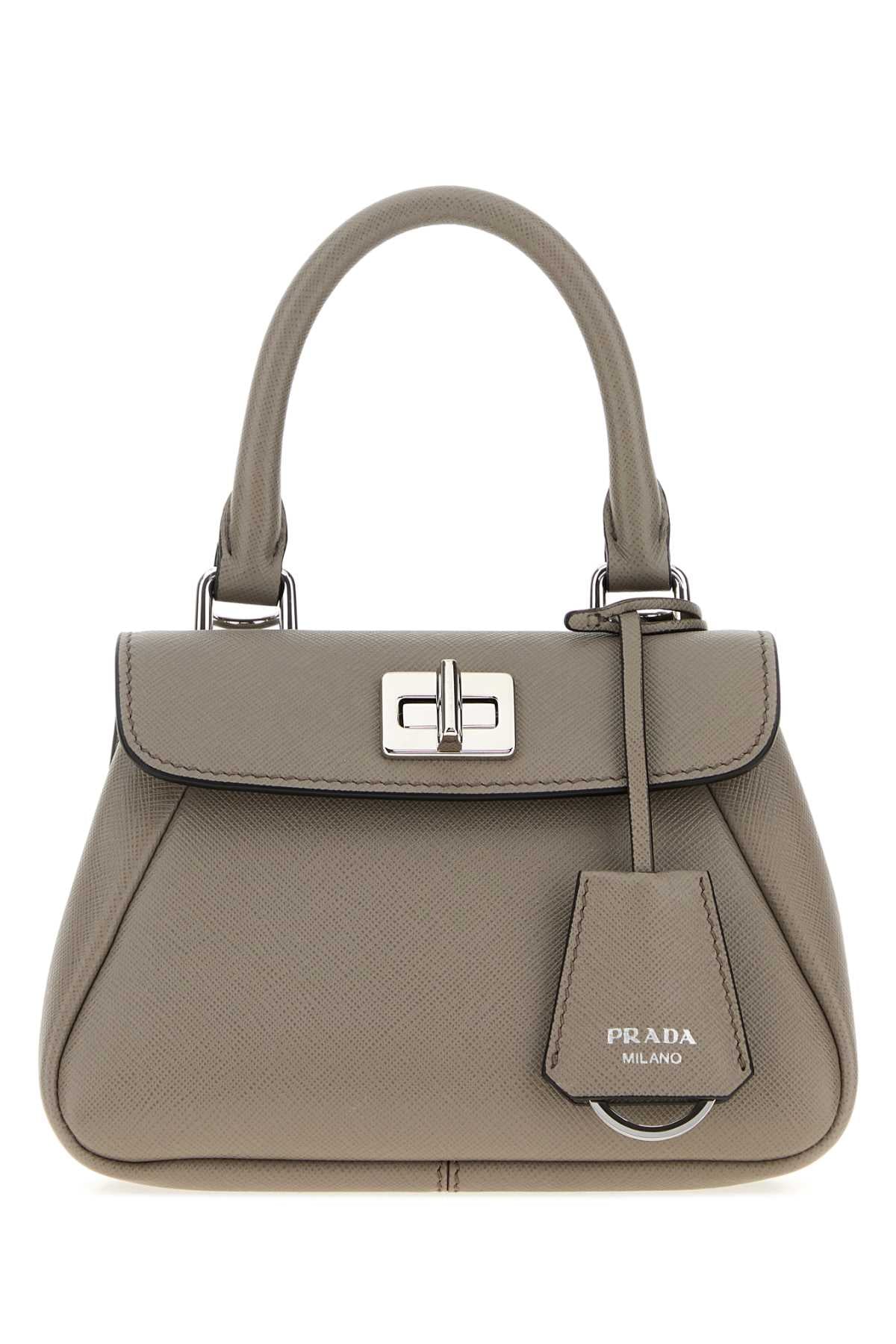 Prada Women Grey Leather Mini Prada Avoir Handbag PRADA