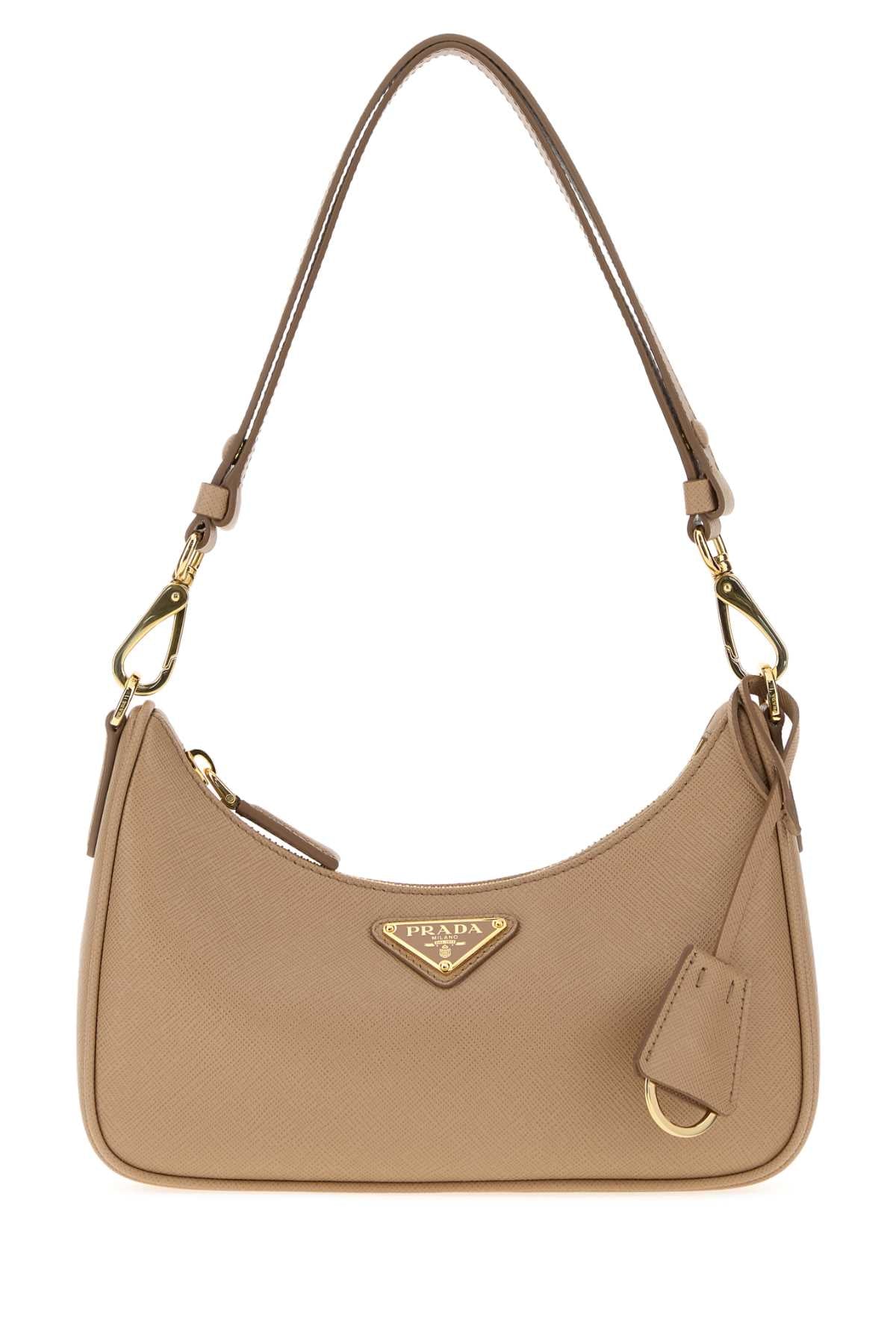 Prada Women Beige Leather Mini Prada Re-Edition Shoulder Bag PRADA
