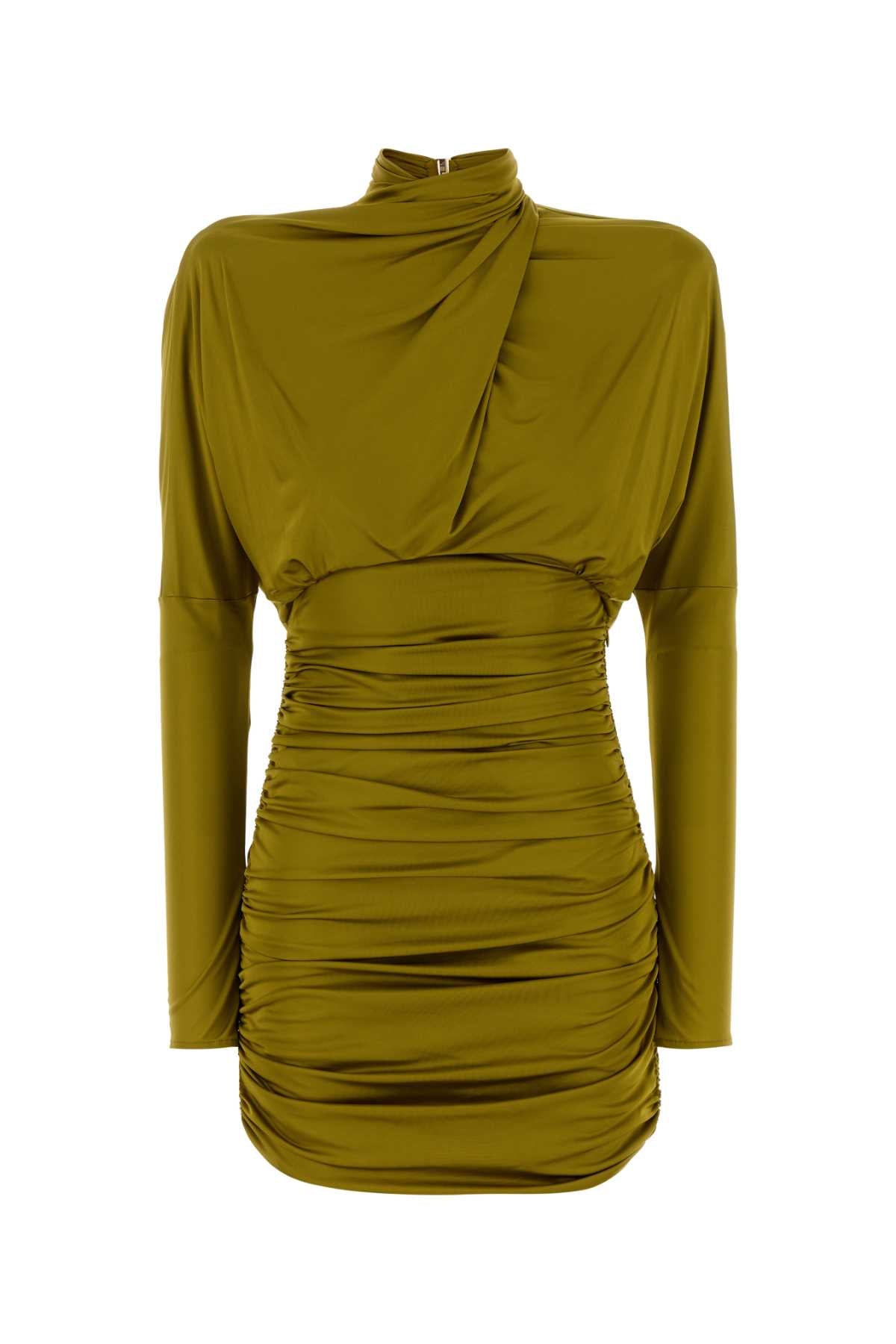 Balmain Women Ls Open Back Draped Viscose Jersey Dress BALMAIN