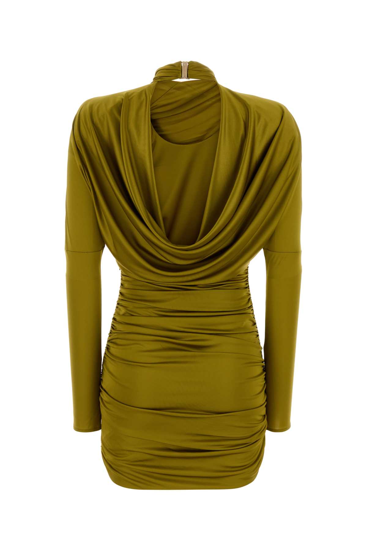 Balmain Women Ls Open Back Draped Viscose Jersey Dress BALMAIN
