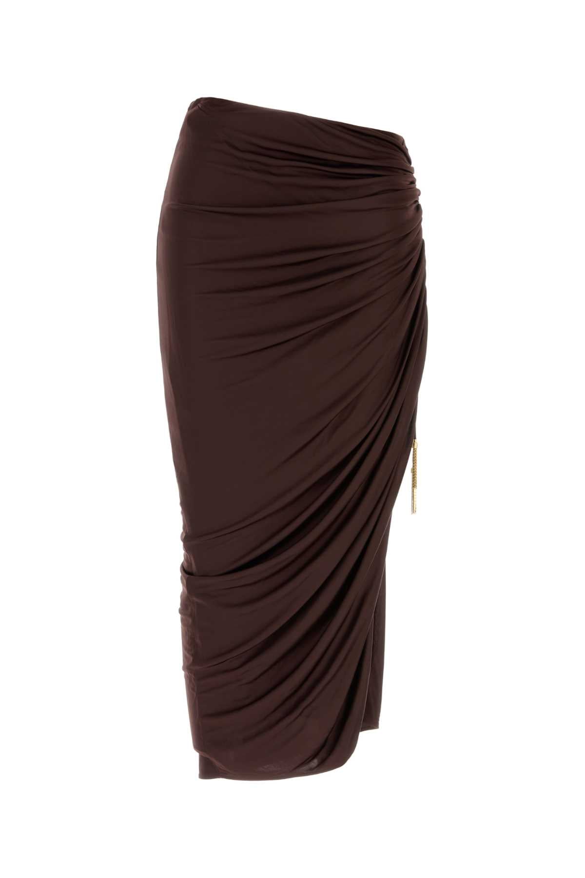 Balmain Women Brown Jersey Skirt BALMAIN