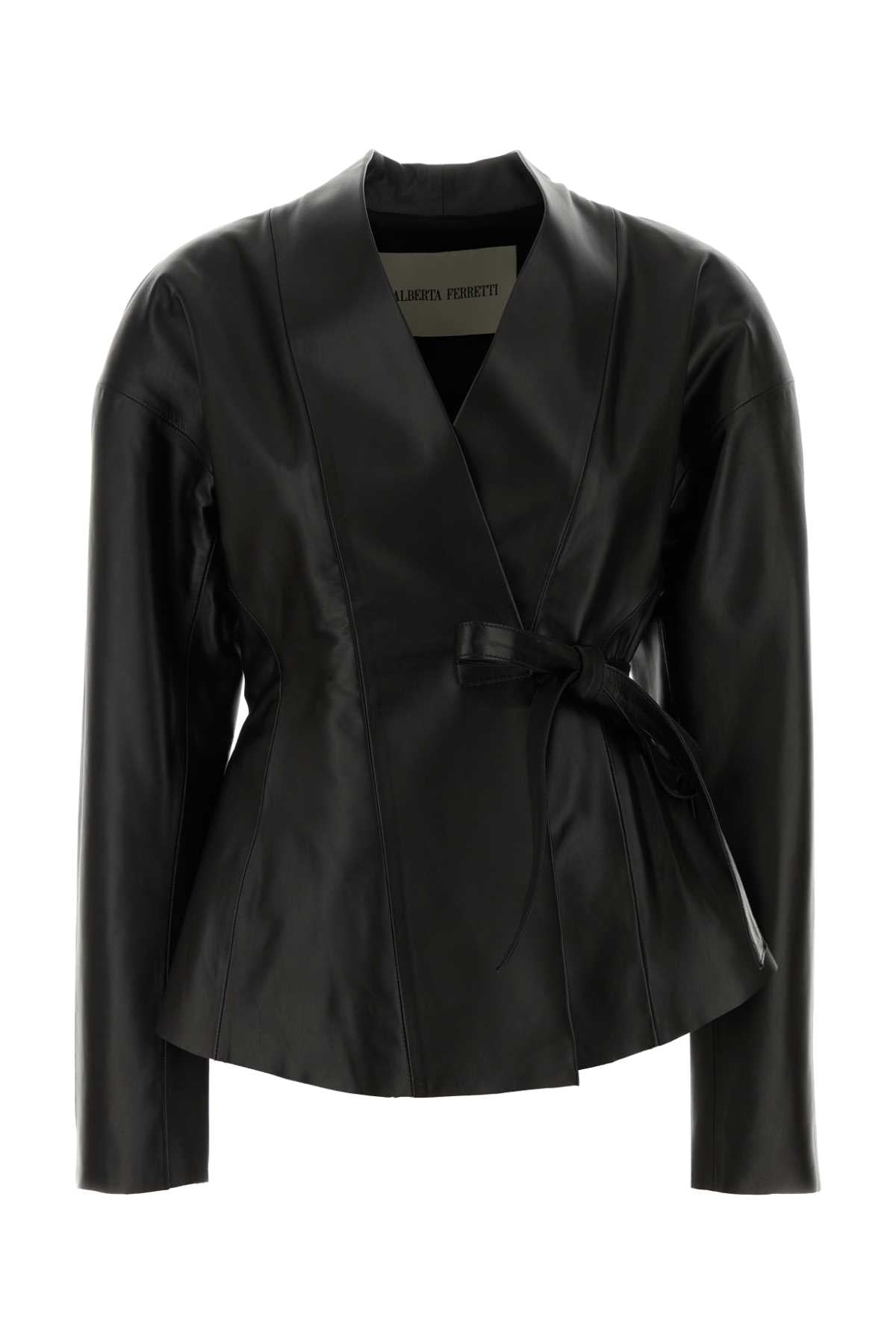 Alberta Ferretti Women Black Leather Jacket ALBERTA FERRETTI