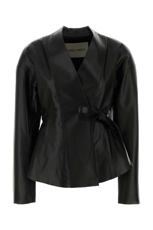 Alberta Ferretti Women Black Leather Jacket ALBERTA FERRETTI