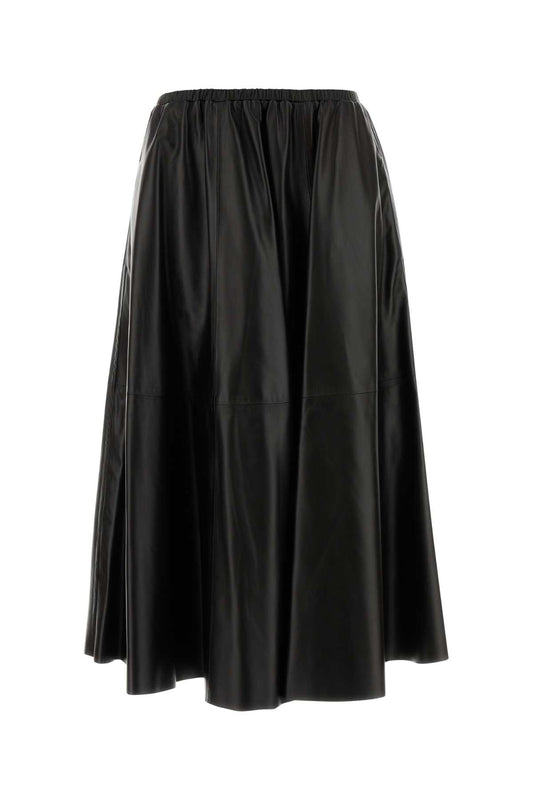 Alberta Ferretti Women Dark Brown Leather Skirt ALBERTA FERRETTI