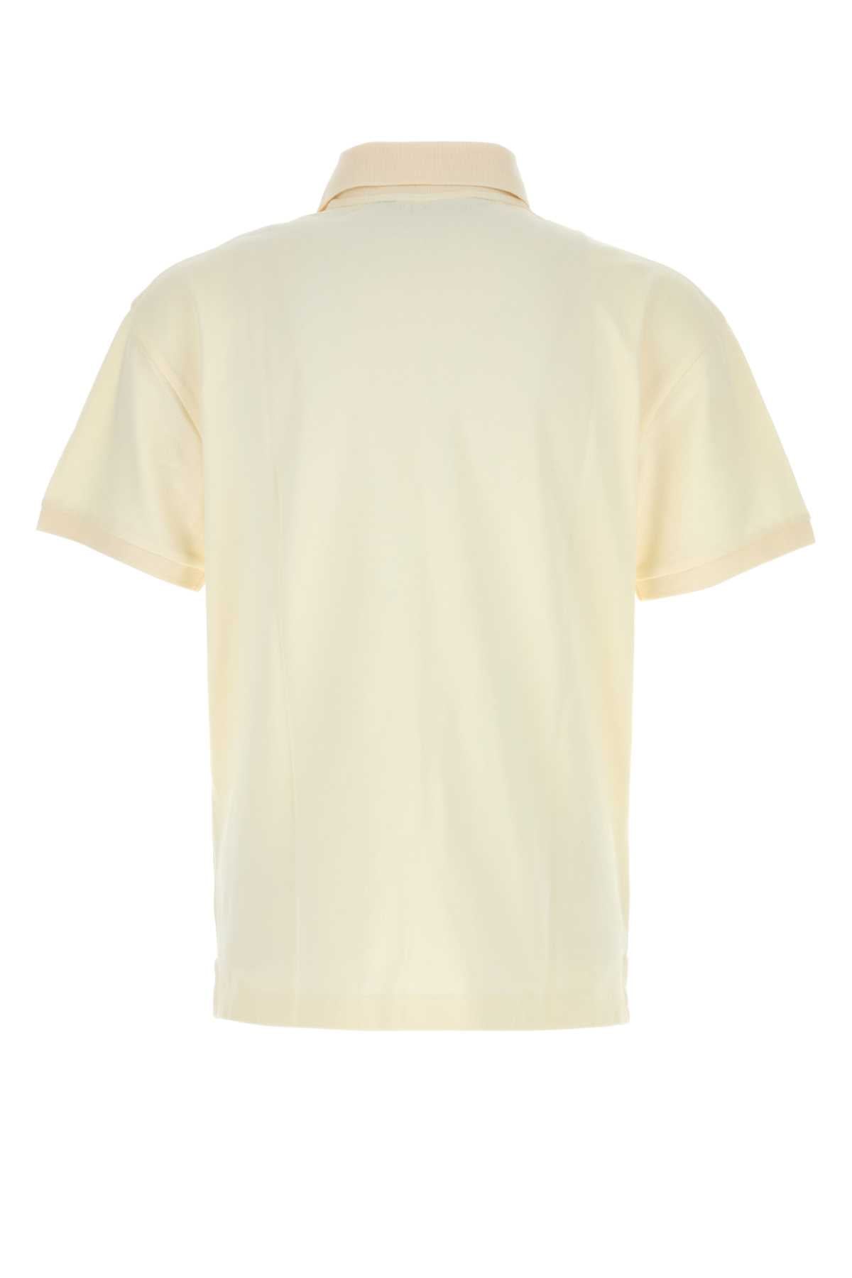Palm Angels Men Cream Piquet Polo Shirt PALM ANGELS