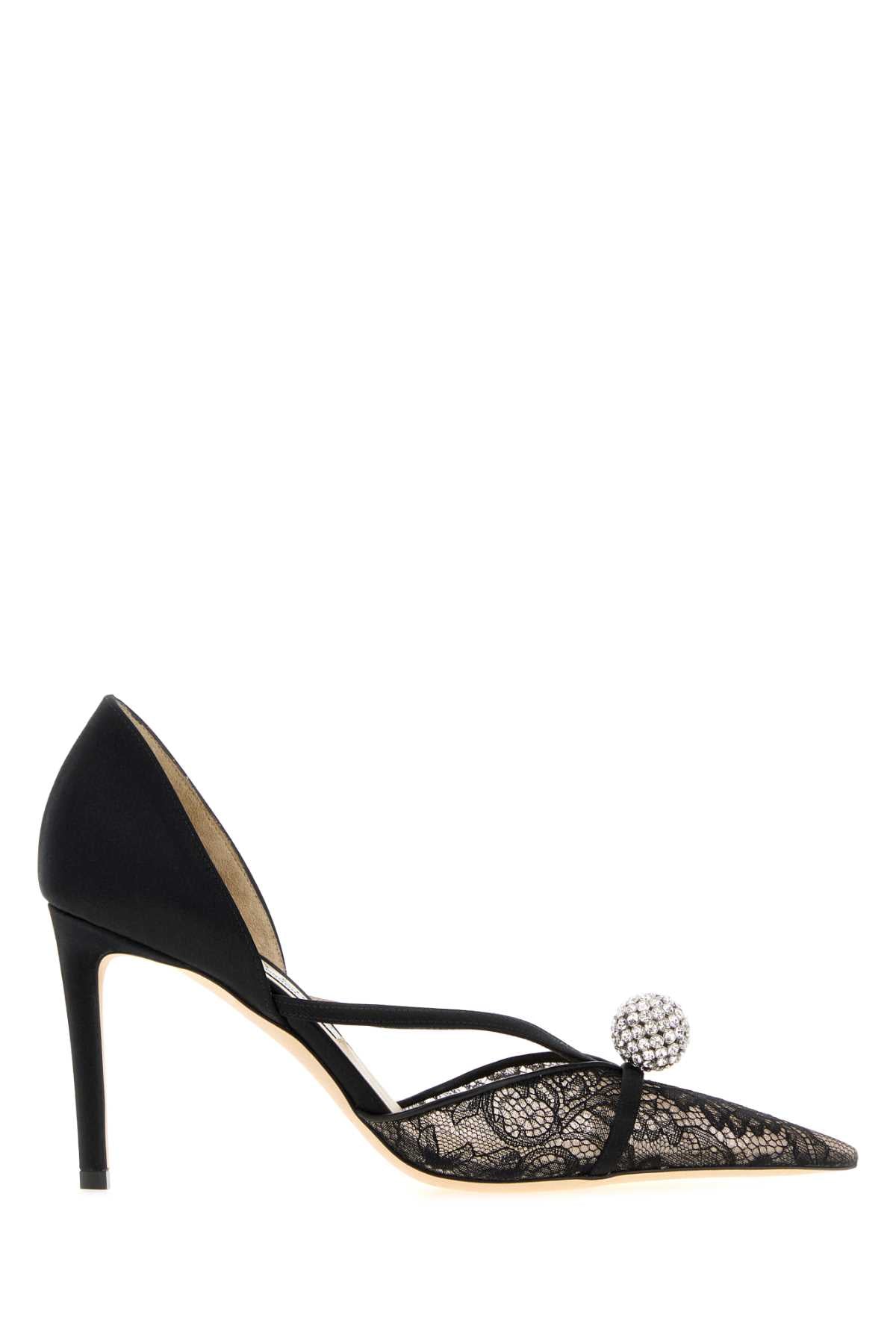 Jimmy Choo Women Black Lace And Satin Sacora Pumps JIMMY CHOO