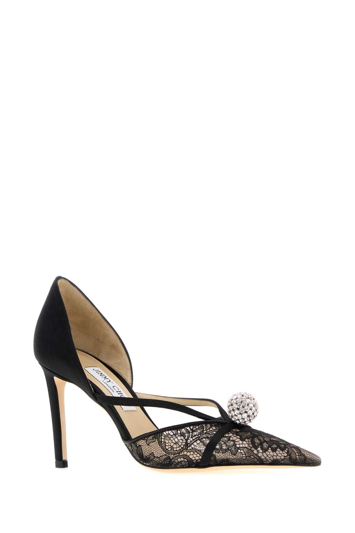 Jimmy Choo Women Black Lace And Satin Sacora Pumps JIMMY CHOO