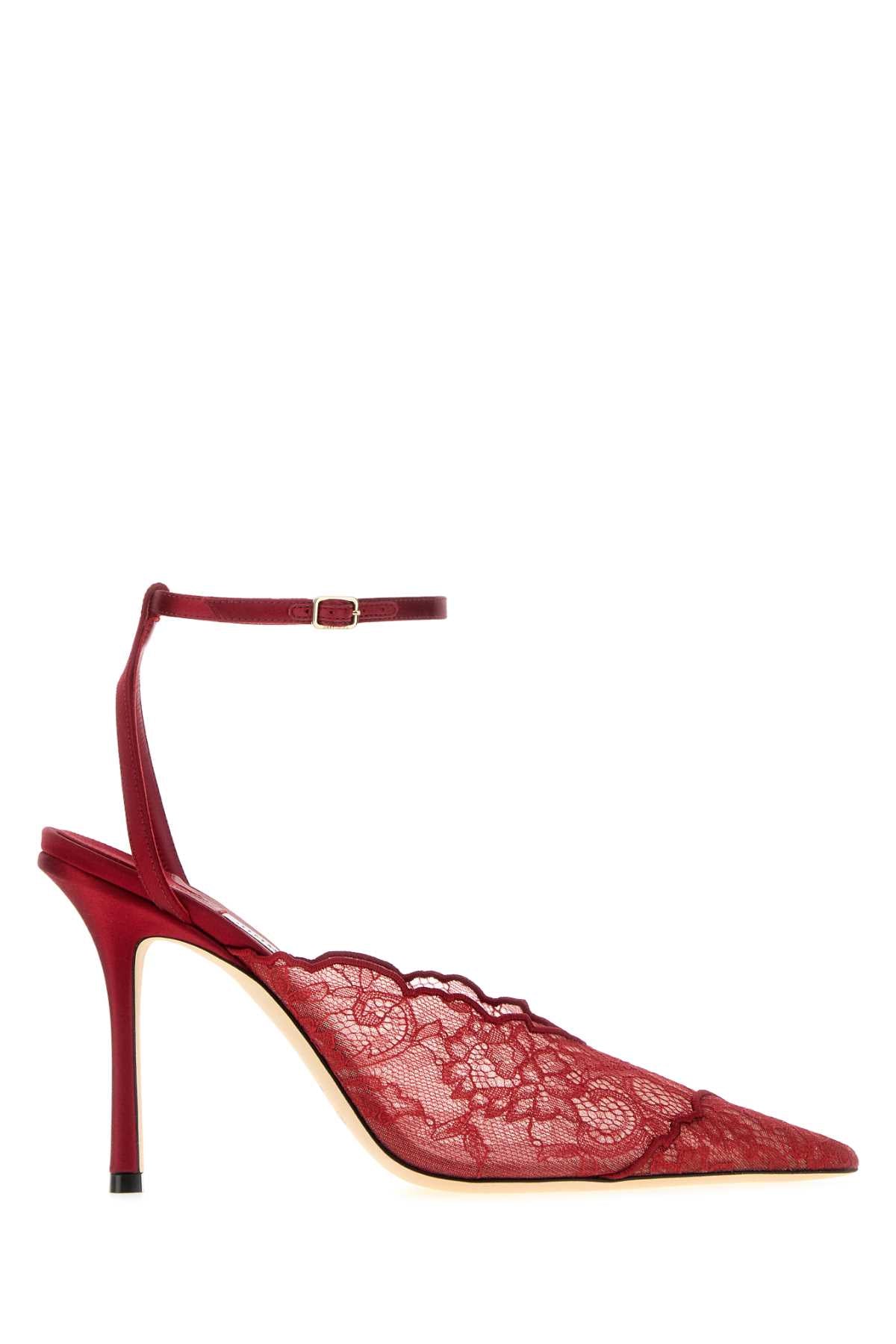 Jimmy Choo Women Red Lace Faiz Pumps JIMMY CHOO