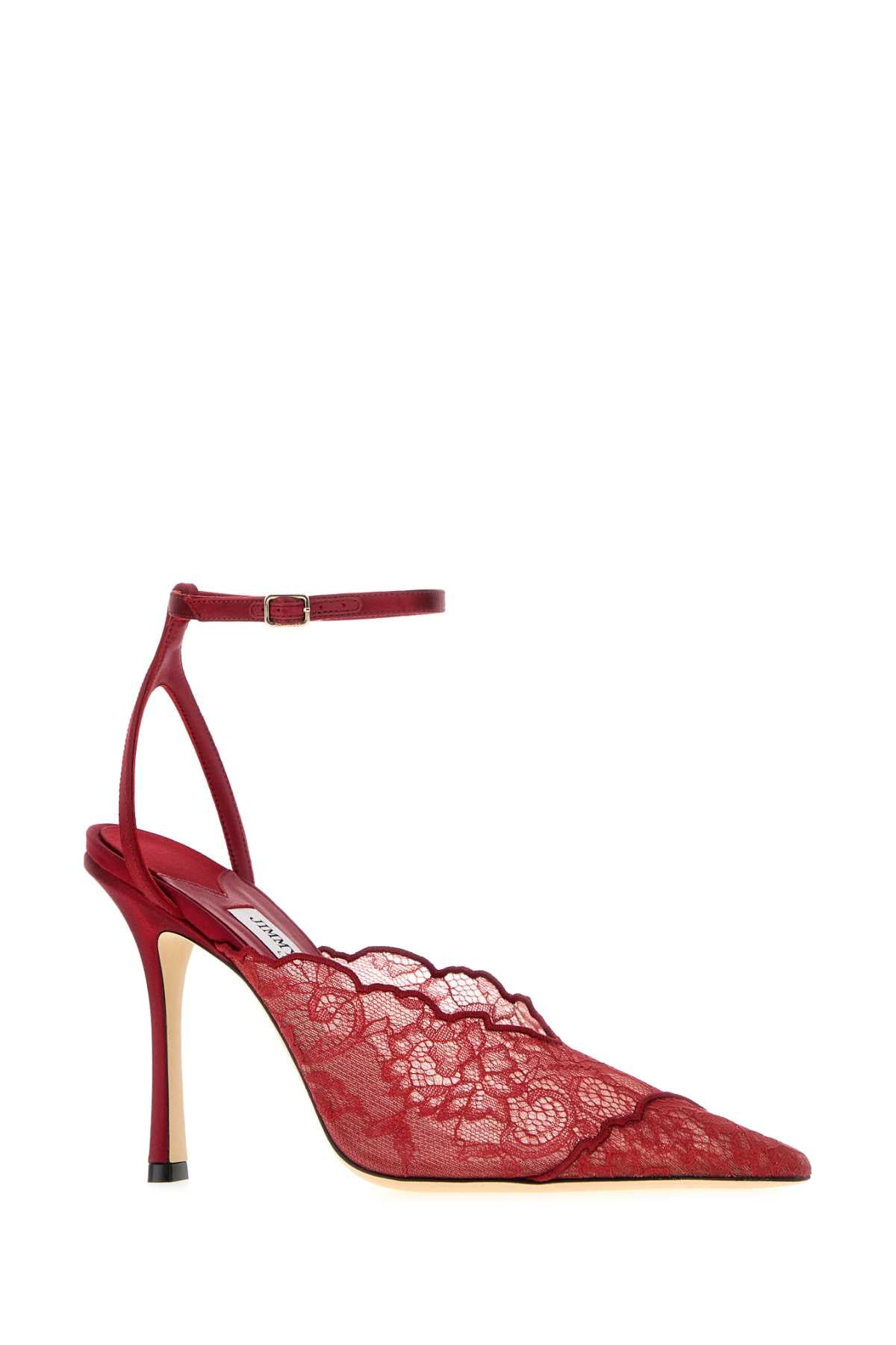 Jimmy Choo Women Red Lace Faiz Pumps JIMMY CHOO