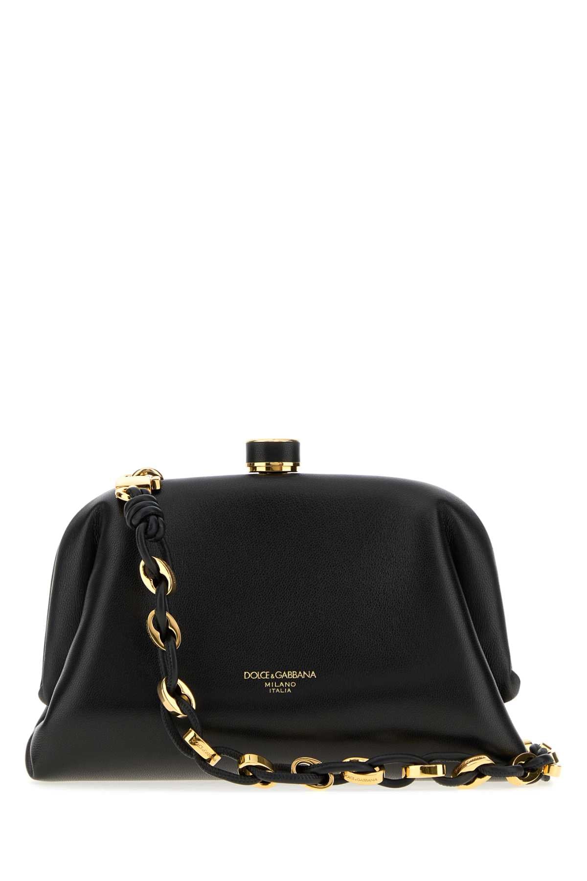 Dolce & Gabbana Women Black Mini Nappa Leather Grandma Clutch DOLCE & GABBANA