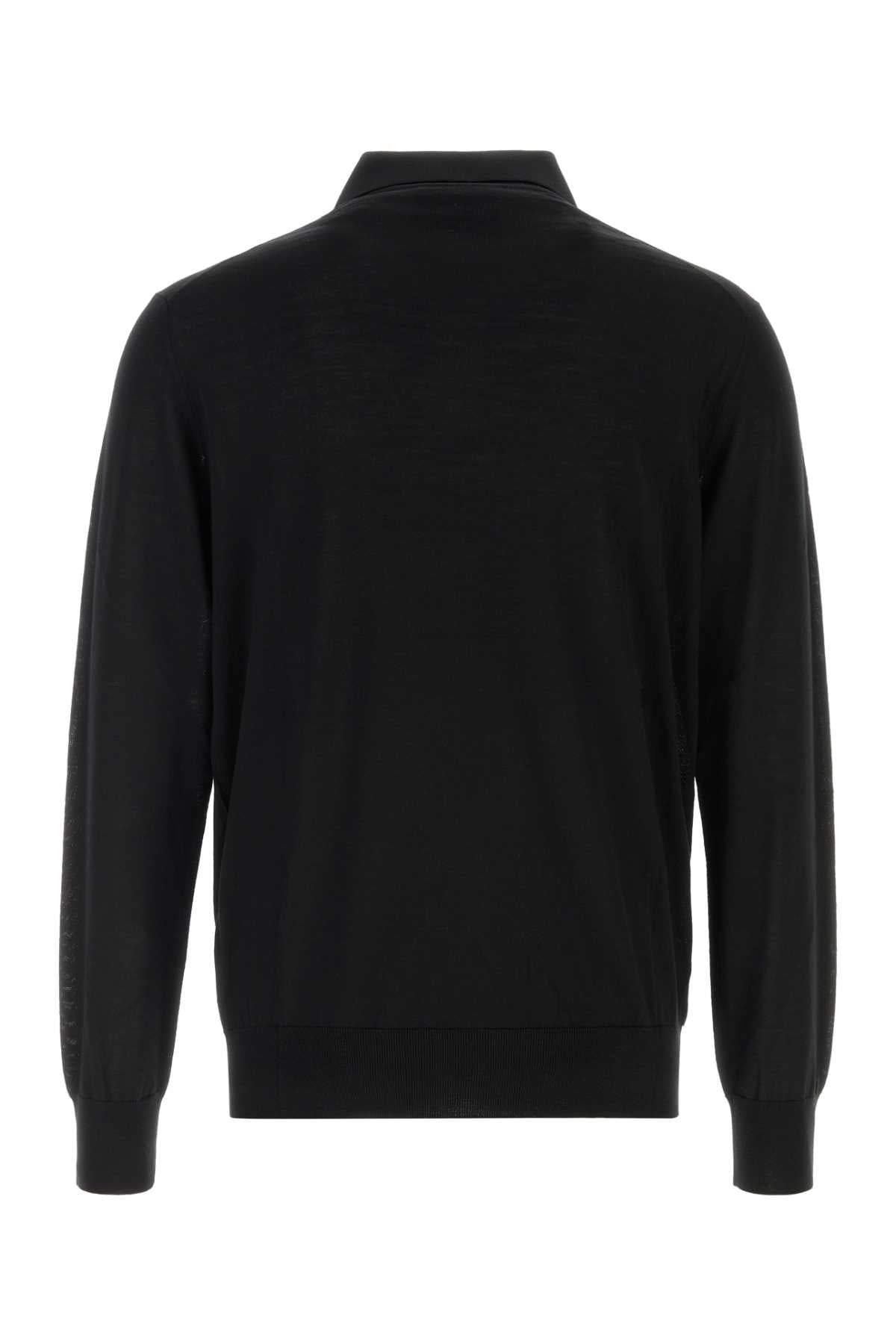 Giorgio Armani Men Black Wool Polo Shirt GIORGIO ARMANI