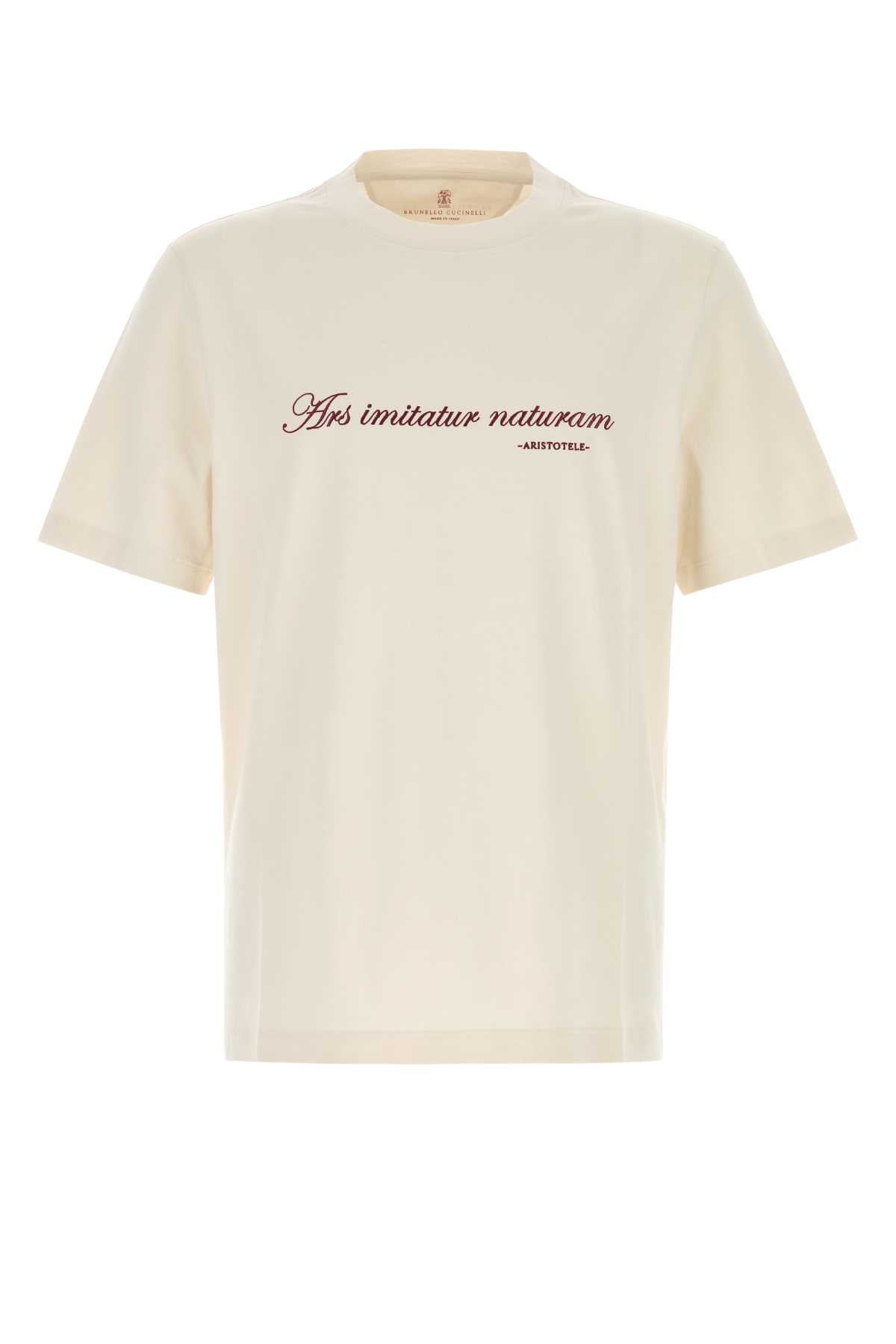 Brunello Cucinelli Men Sand Cotton T-Shirt BRUNELLO CUCINELLI
