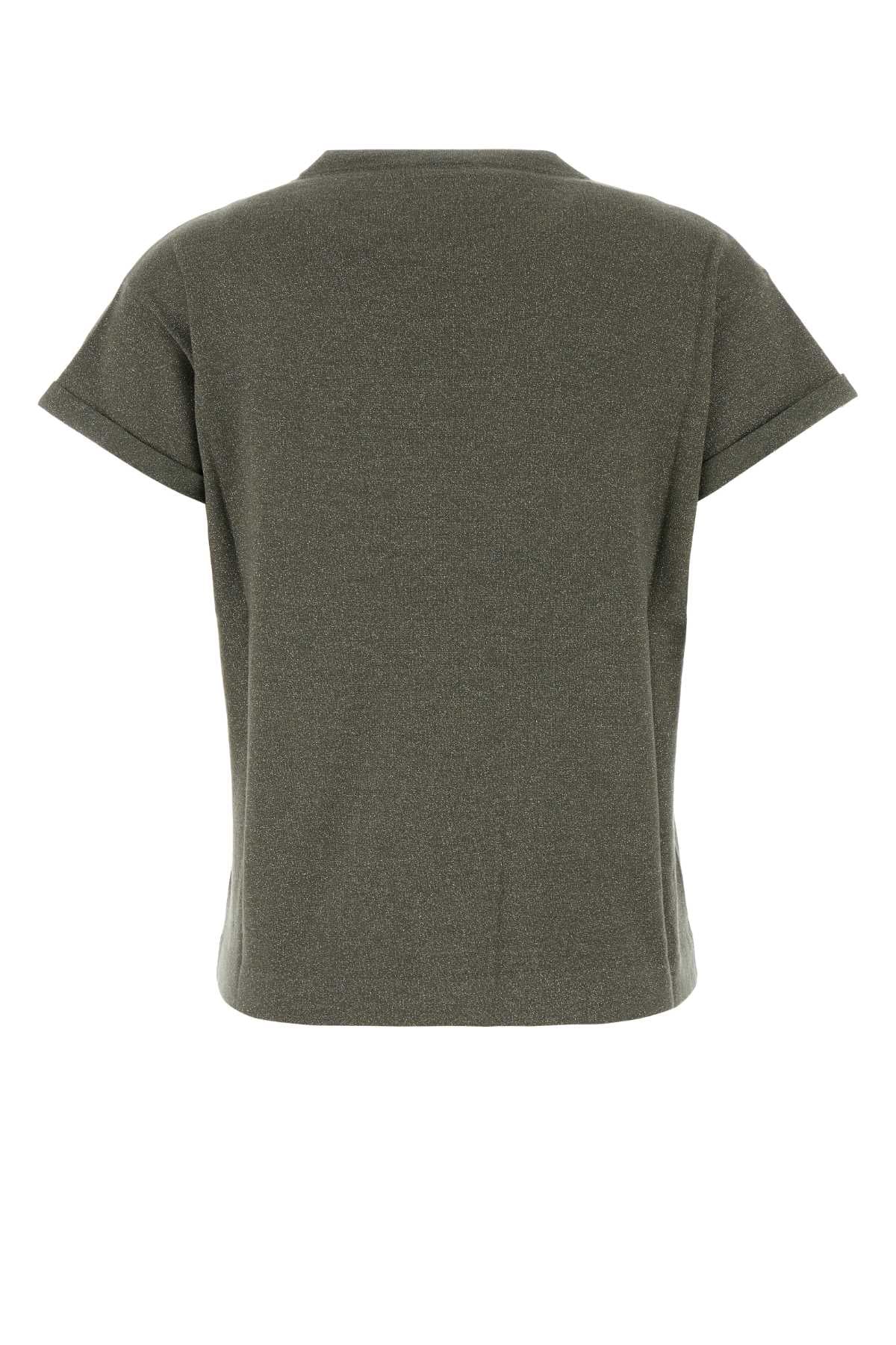 Brunello Cucinelli Women Army Green Cashmere Blend T-Shirt BRUNELLO CUCINELLI
