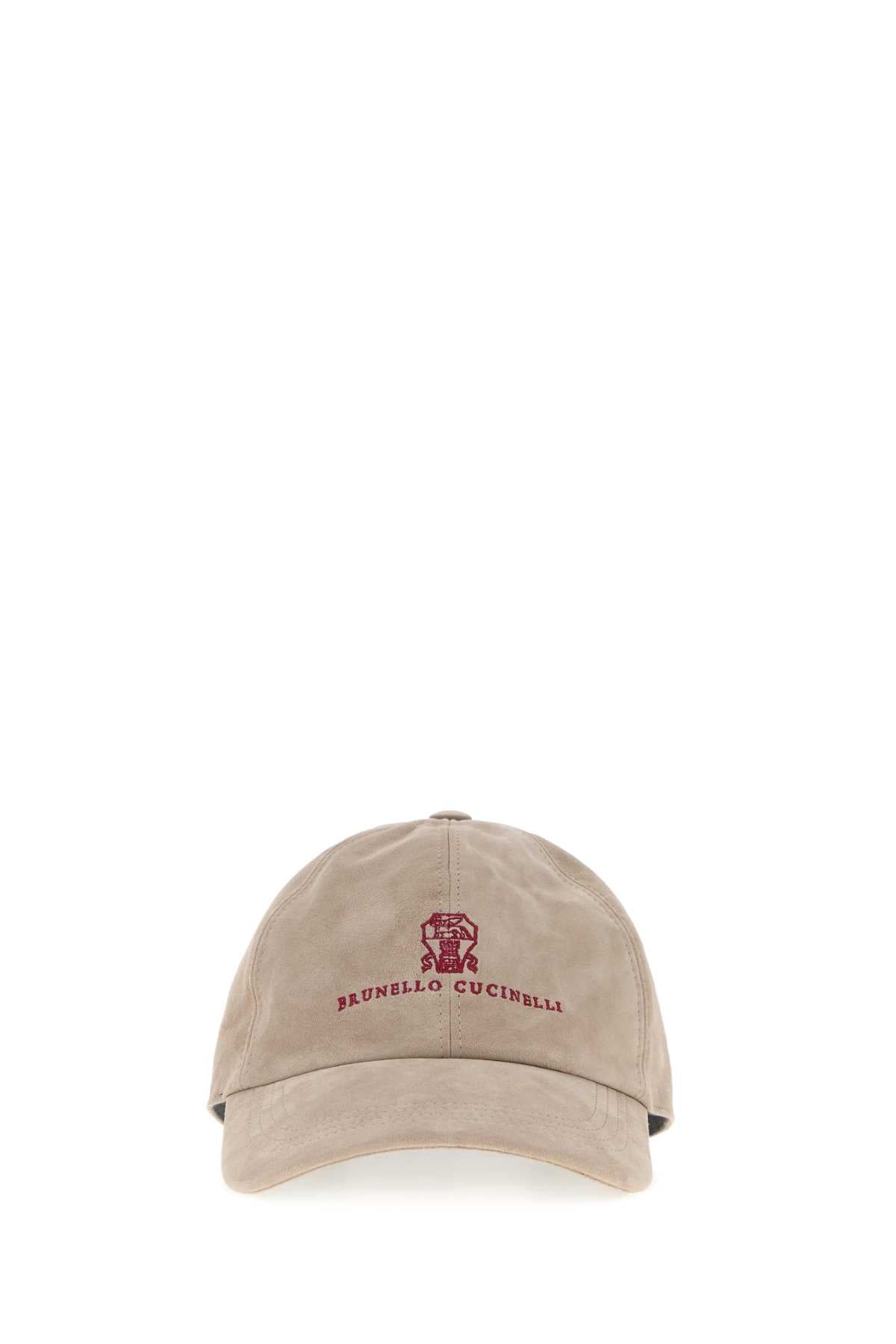 Brunello Cucinelli Men Sand Suede Baseball Cap BRUNELLO CUCINELLI