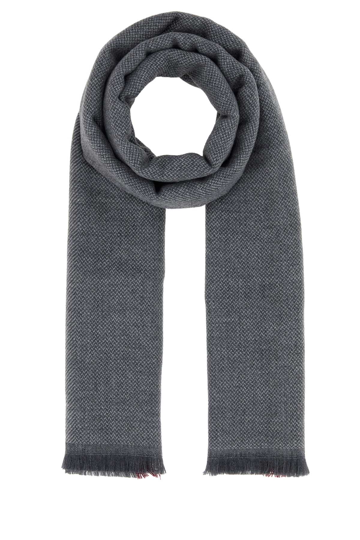Brunello Cucinelli Men Grey Wool Blend Scarf BRUNELLO CUCINELLI