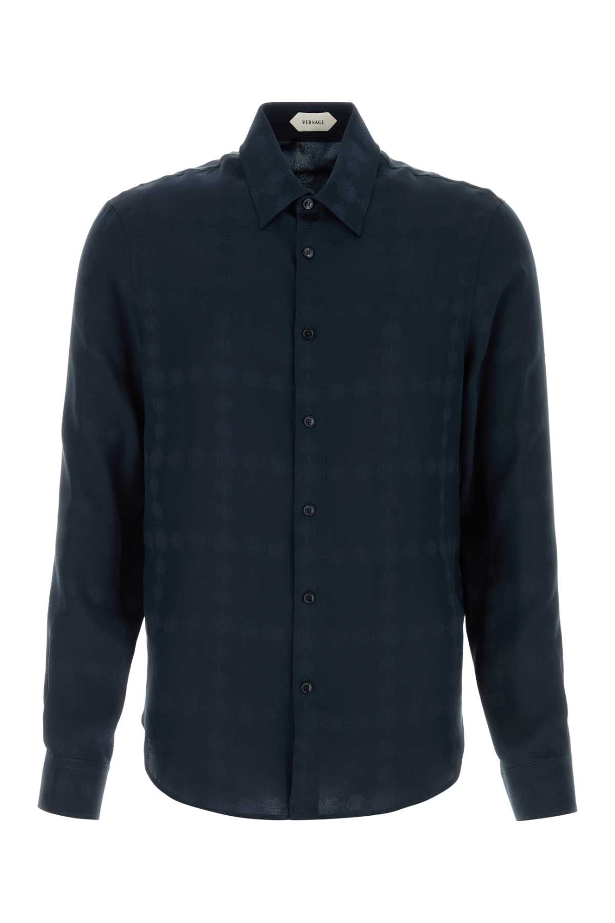 Versace Men Midnight Blue Silk Shirt VERSACE