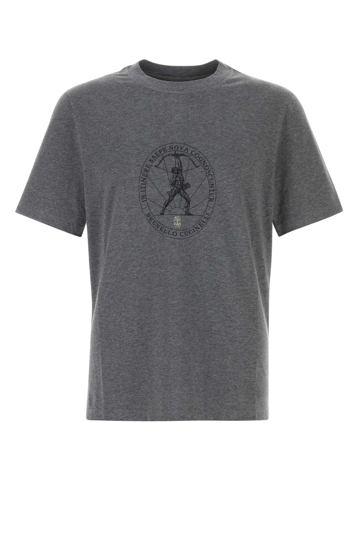 Brunello Cucinelli Men Dark Grey Cotton T-Shirt BRUNELLO CUCINELLI