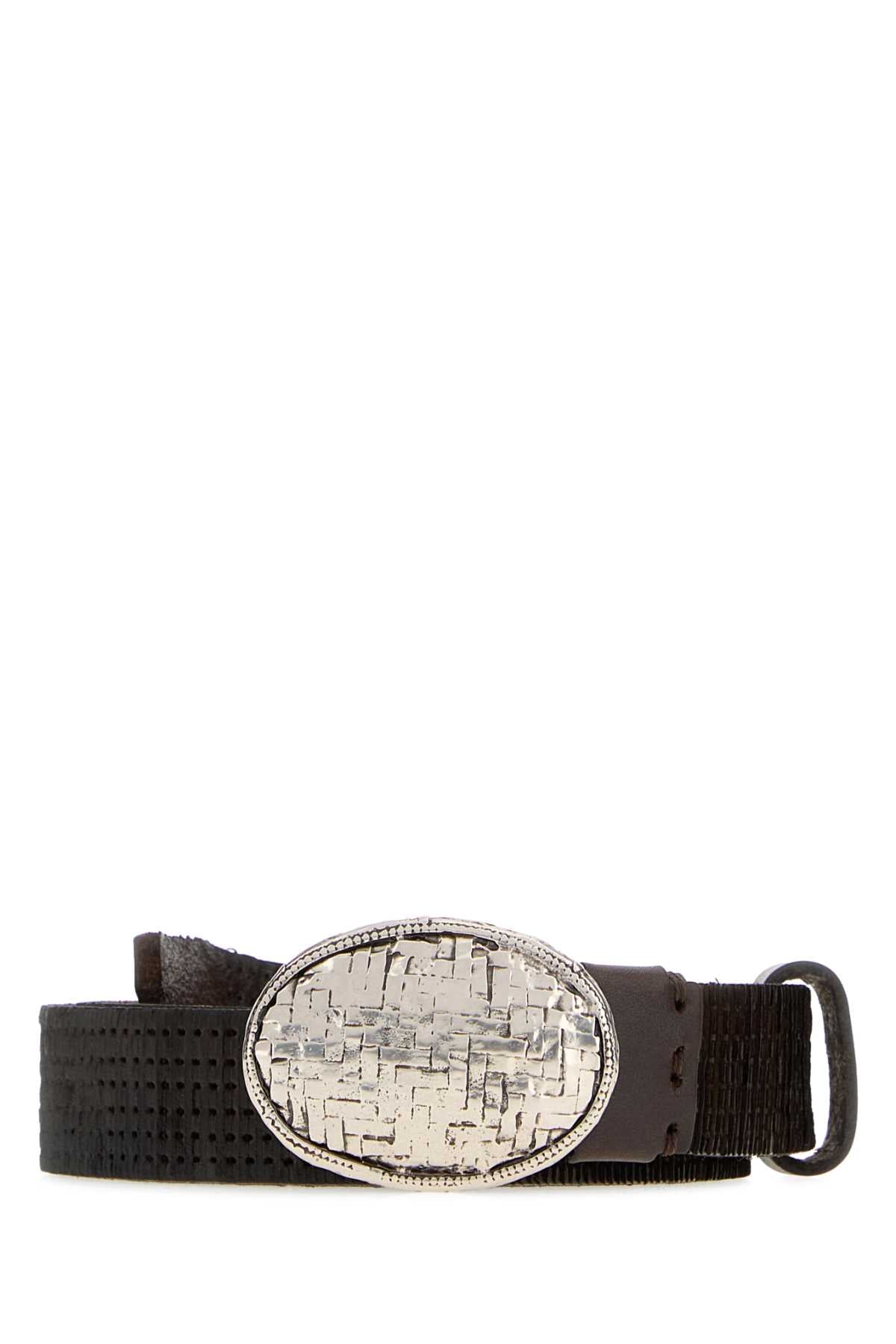 Brunello Cucinelli Men Dark Brown Leather Belt BRUNELLO CUCINELLI
