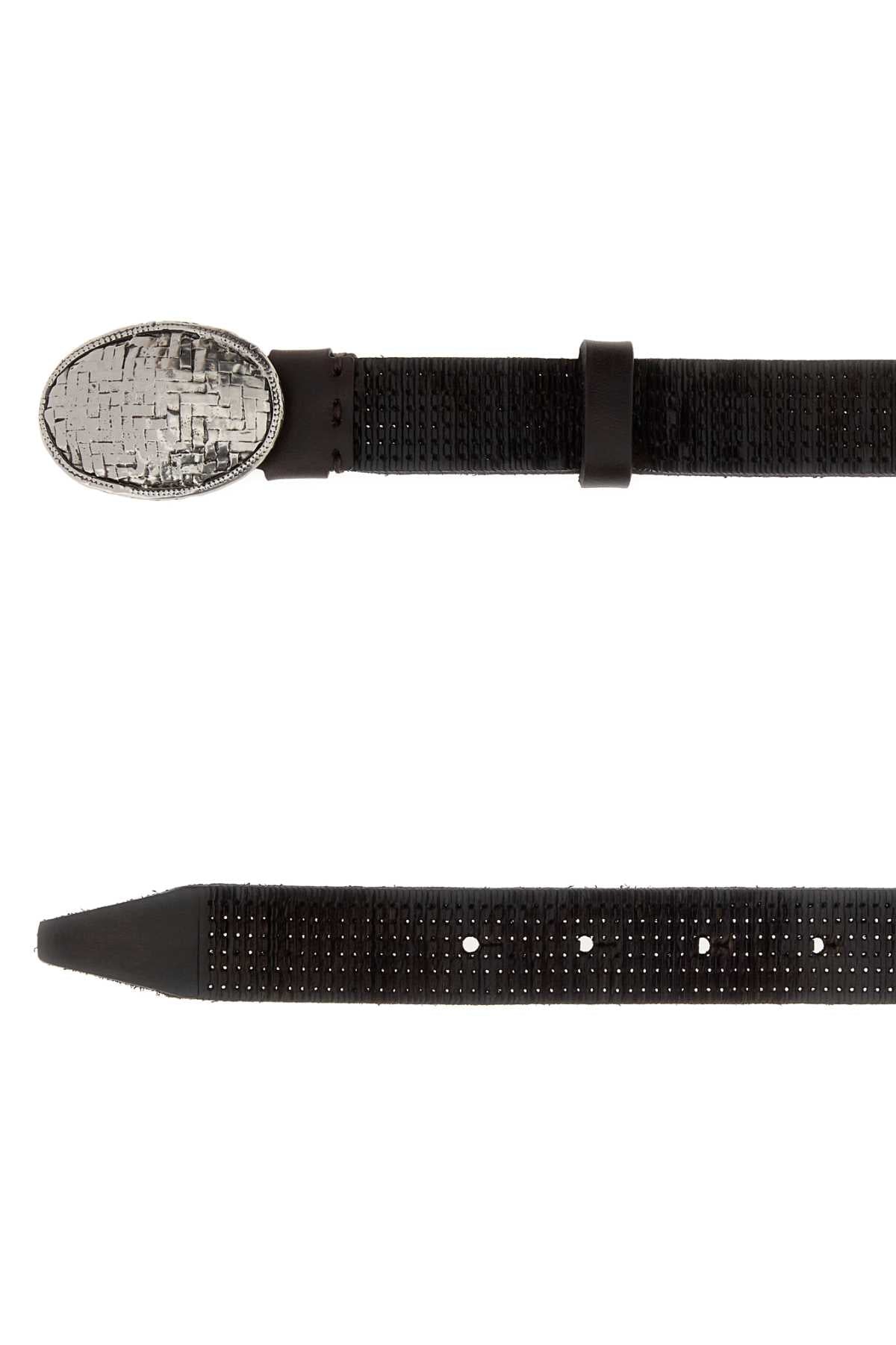 Brunello Cucinelli Men Dark Brown Leather Belt BRUNELLO CUCINELLI