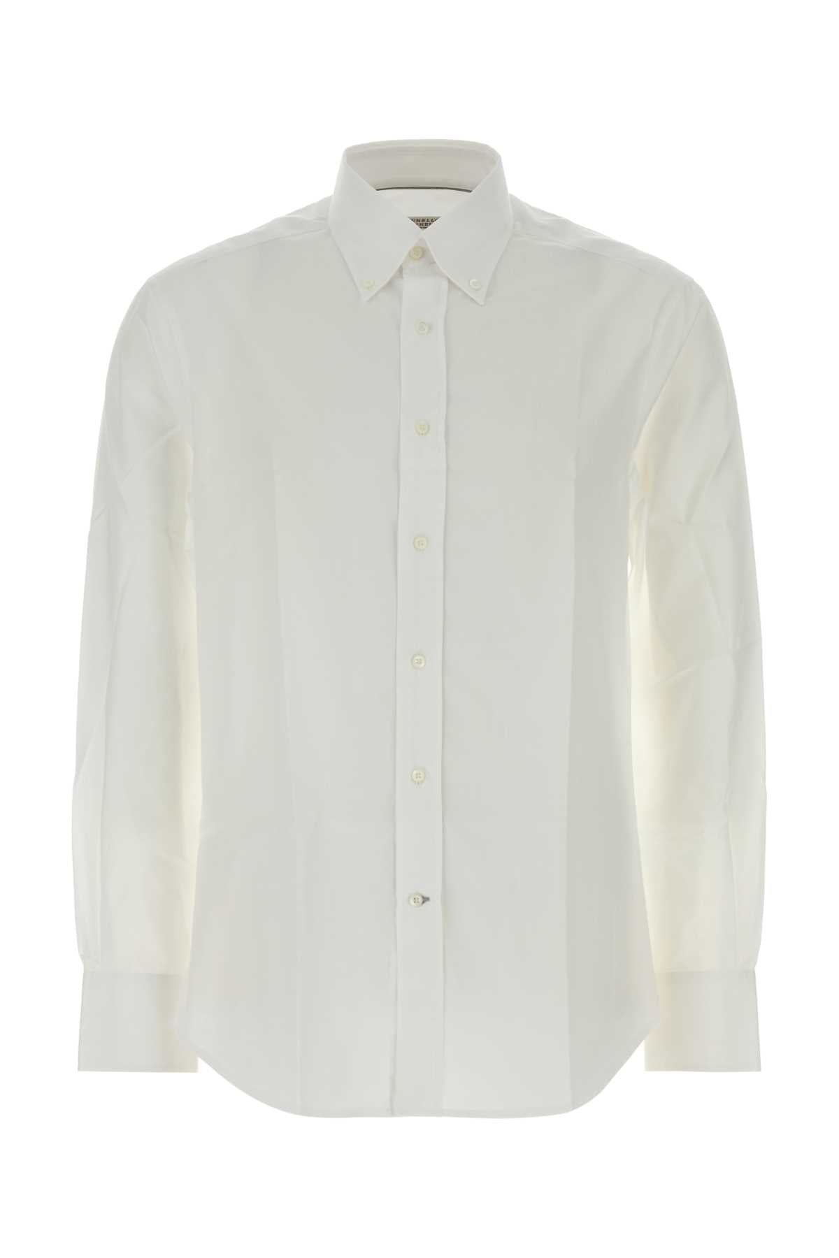 Brunello Cucinelli Men White Poplin Shirt BRUNELLO CUCINELLI