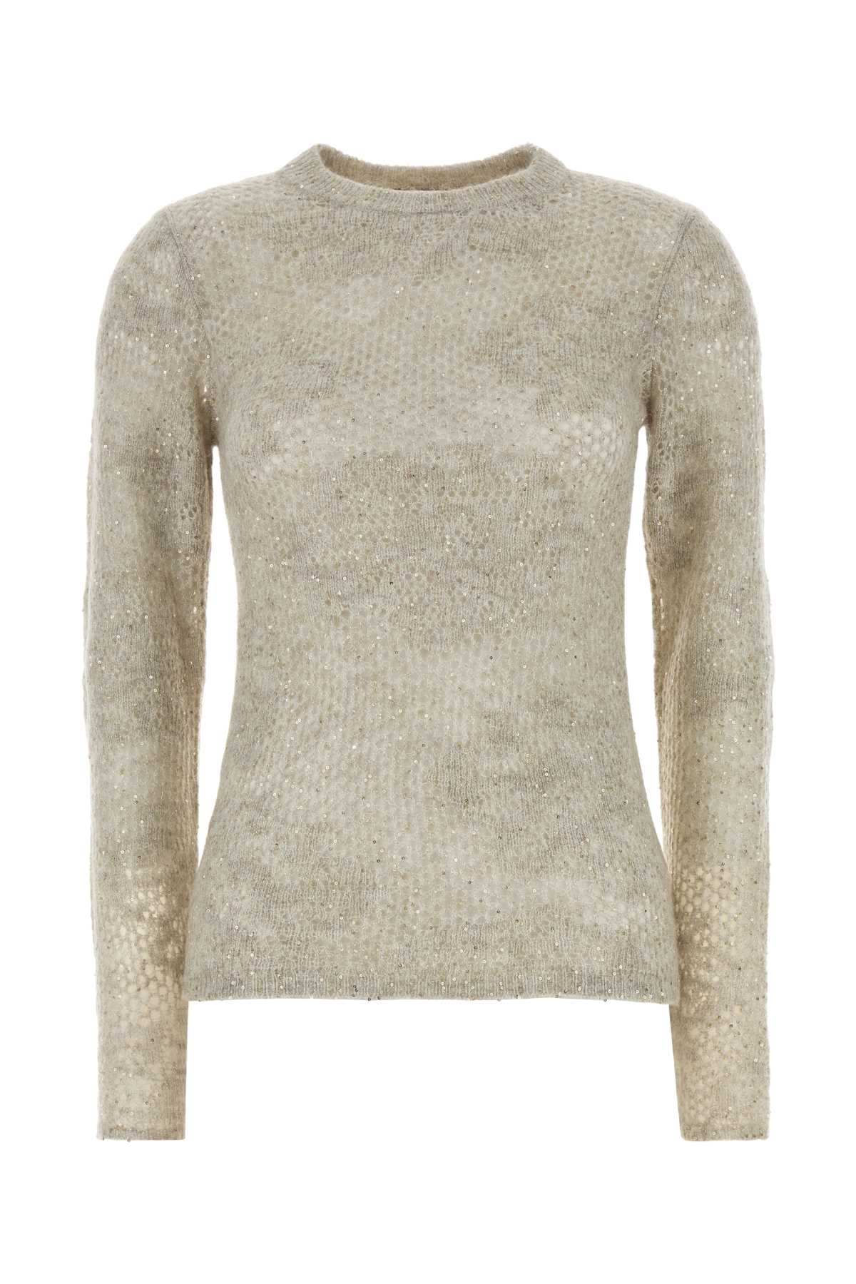 Brunello Cucinelli Women Sand Stretch Crochet Sweater BRUNELLO CUCINELLI