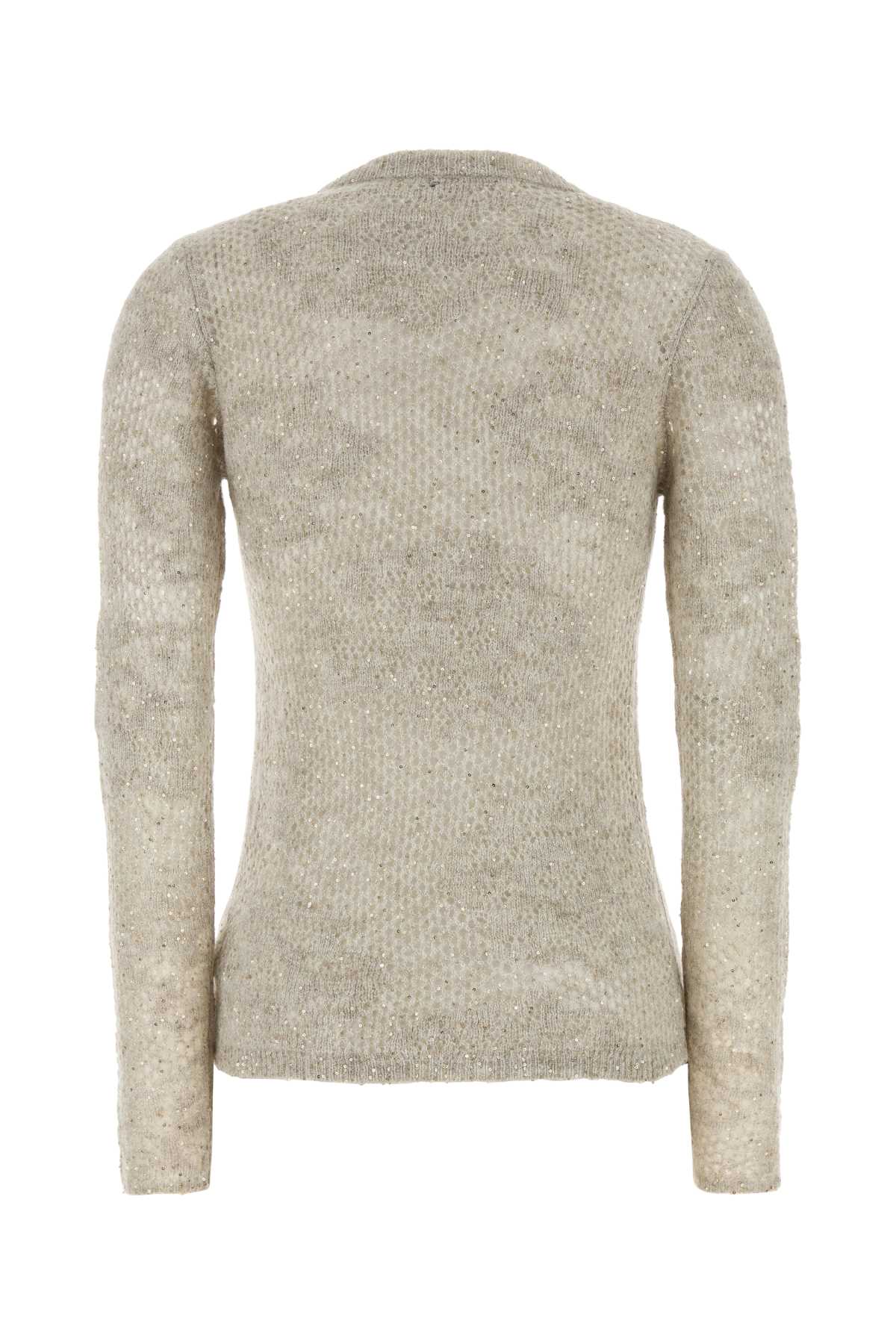Brunello Cucinelli Women Sand Stretch Crochet Sweater BRUNELLO CUCINELLI