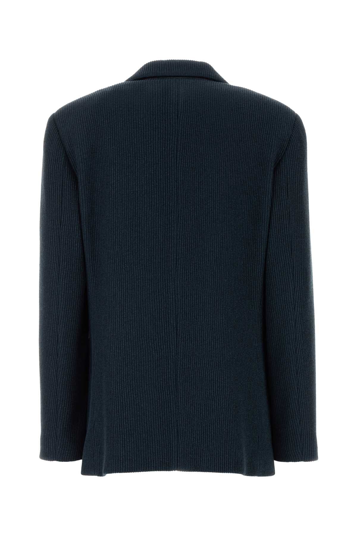 Brunello Cucinelli Women Navy Blue Knit Blazer BRUNELLO CUCINELLI