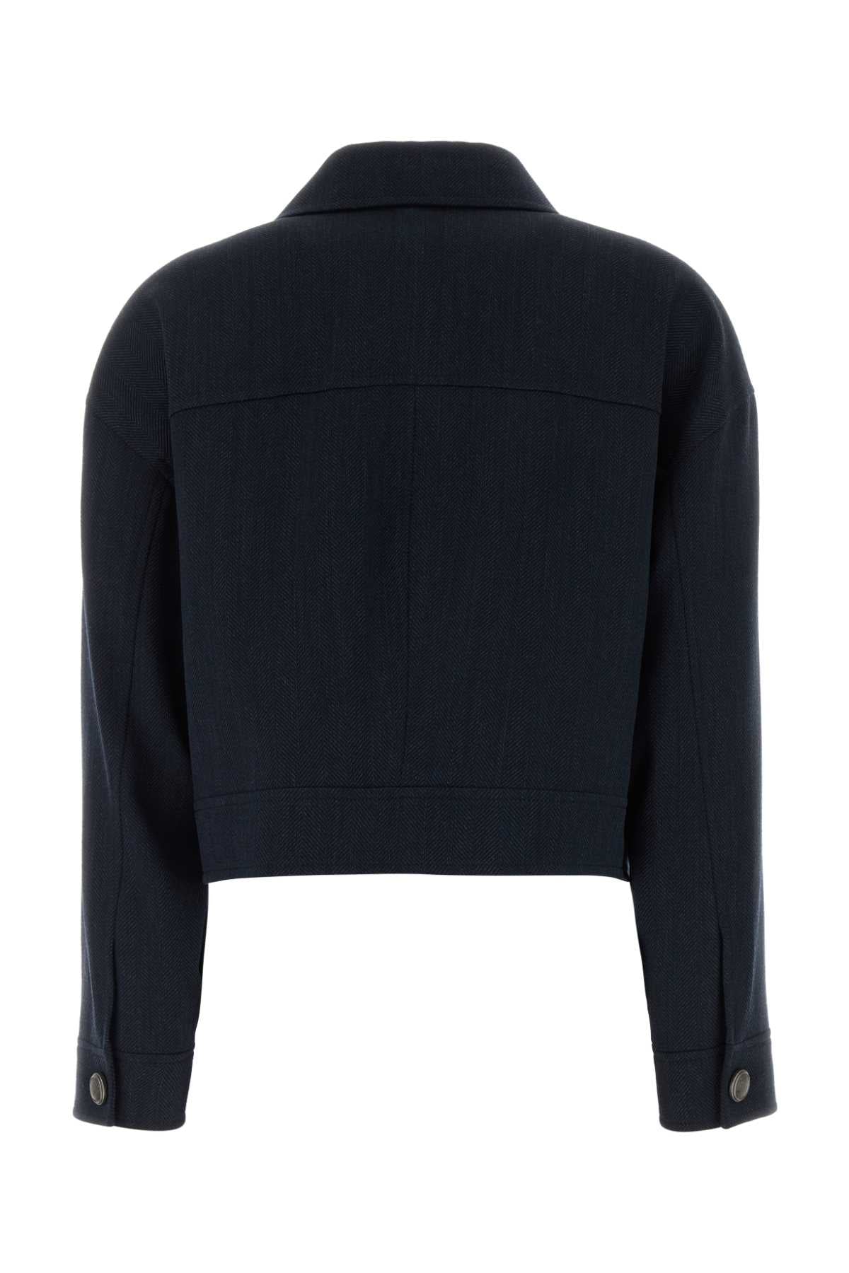 Brunello Cucinelli Women Navy Blue Stretch Wool Blazer BRUNELLO CUCINELLI