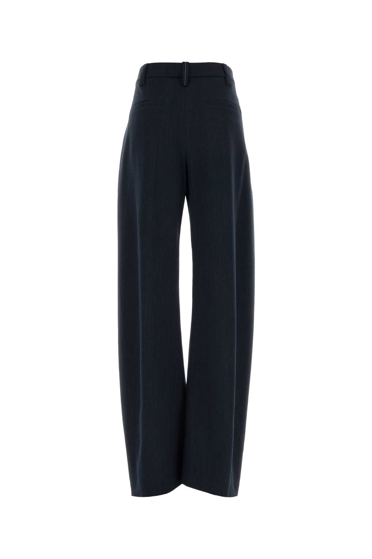 Brunello Cucinelli Women Navy Blue Stretch Wool Pant BRUNELLO CUCINELLI