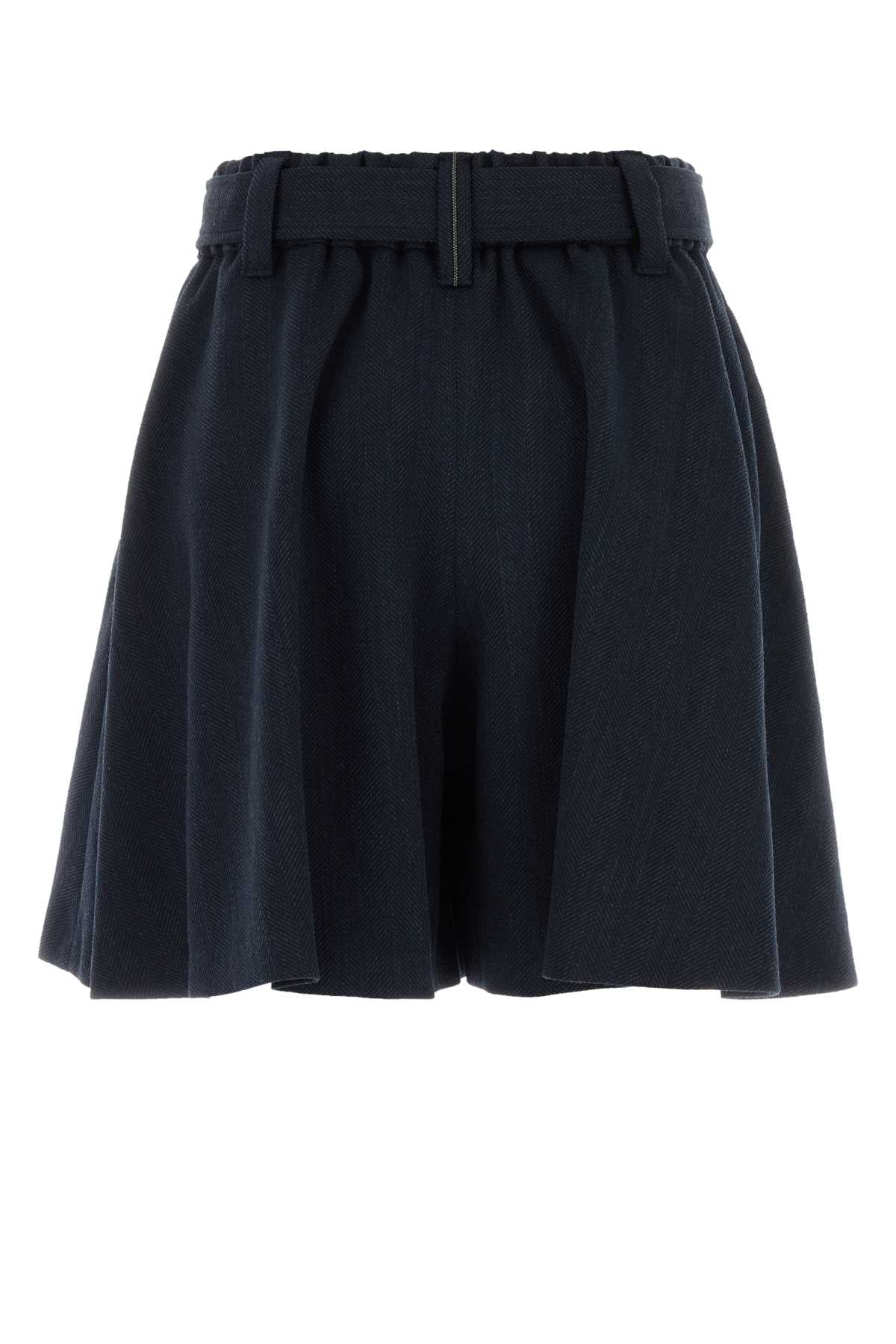 Brunello Cucinelli Women Midnight Blue Stretch Wool Shorts BRUNELLO CUCINELLI
