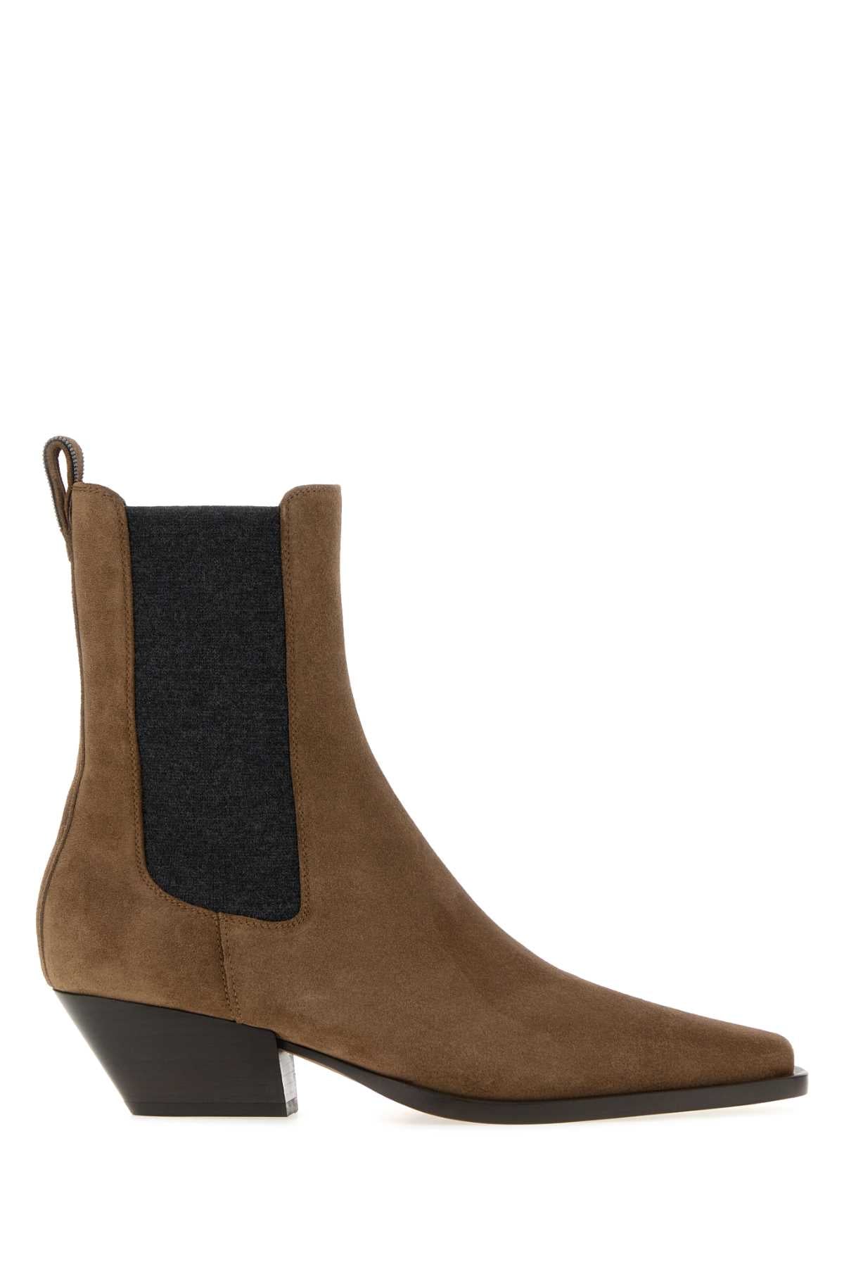 Brunello Cucinelli Women Mud Suede Ankle Boots BRUNELLO CUCINELLI