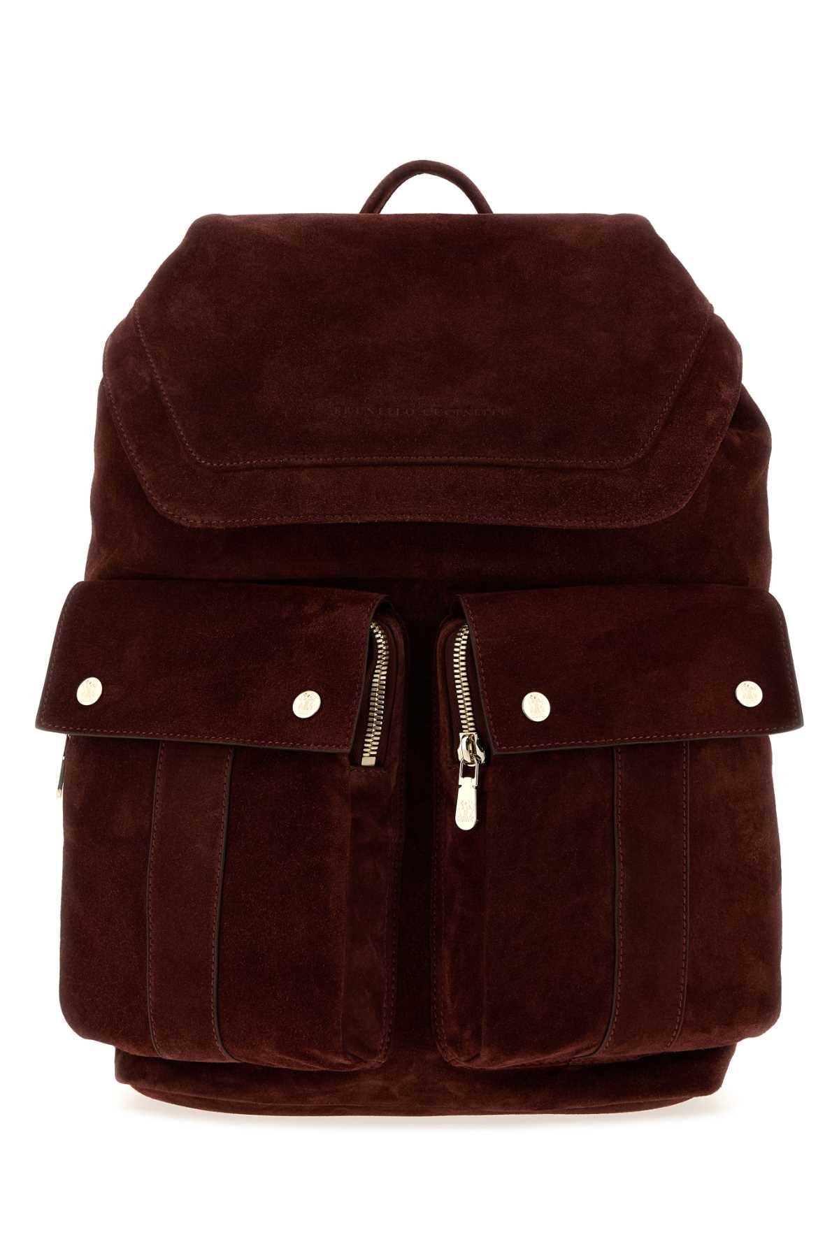 Brunello Cucinelli Men Brick Suede Backpack BRUNELLO CUCINELLI