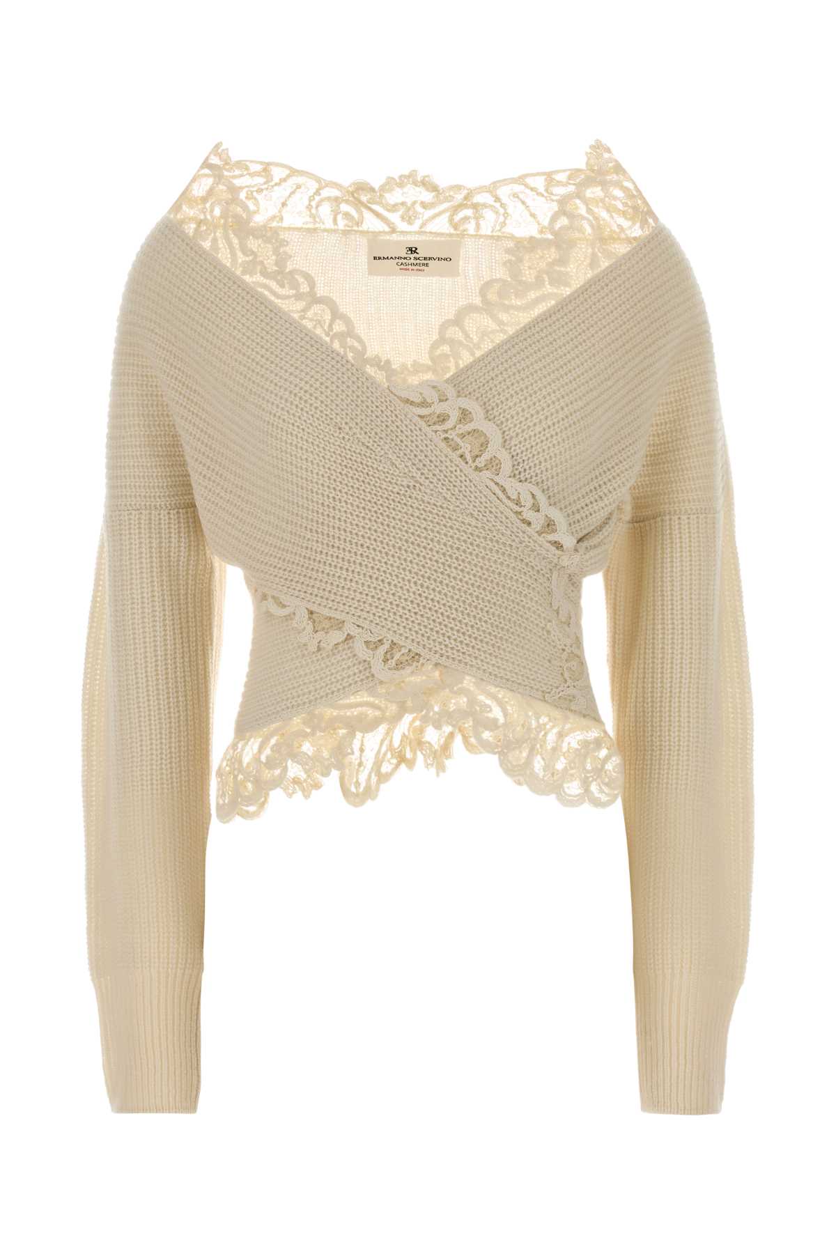 Ermanno Scervino Women Cream Cashmere Sweater ERMANO SCERVINO