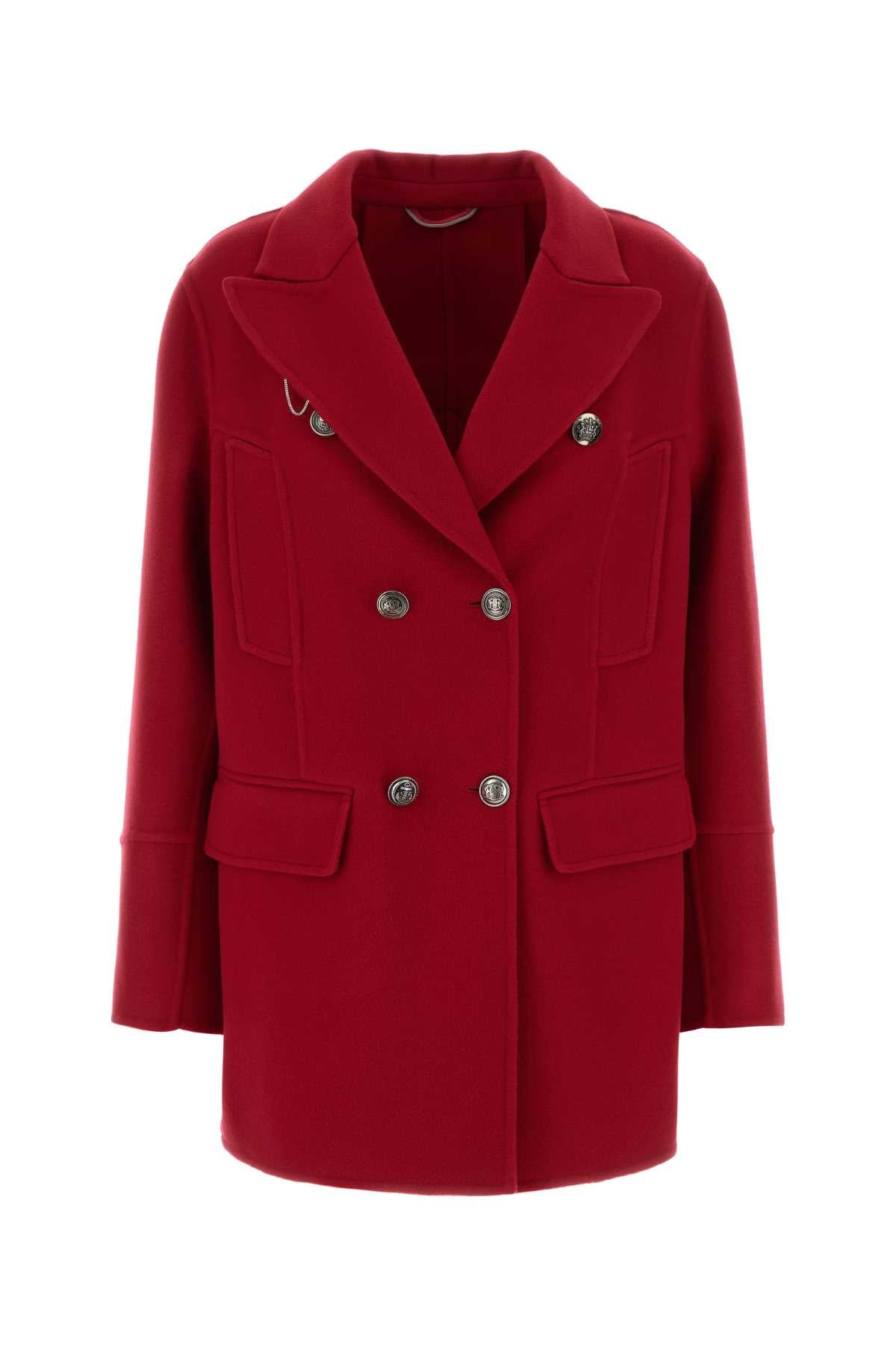 Ermanno Scervino Women Red Wool Coat ERMANO SCERVINO