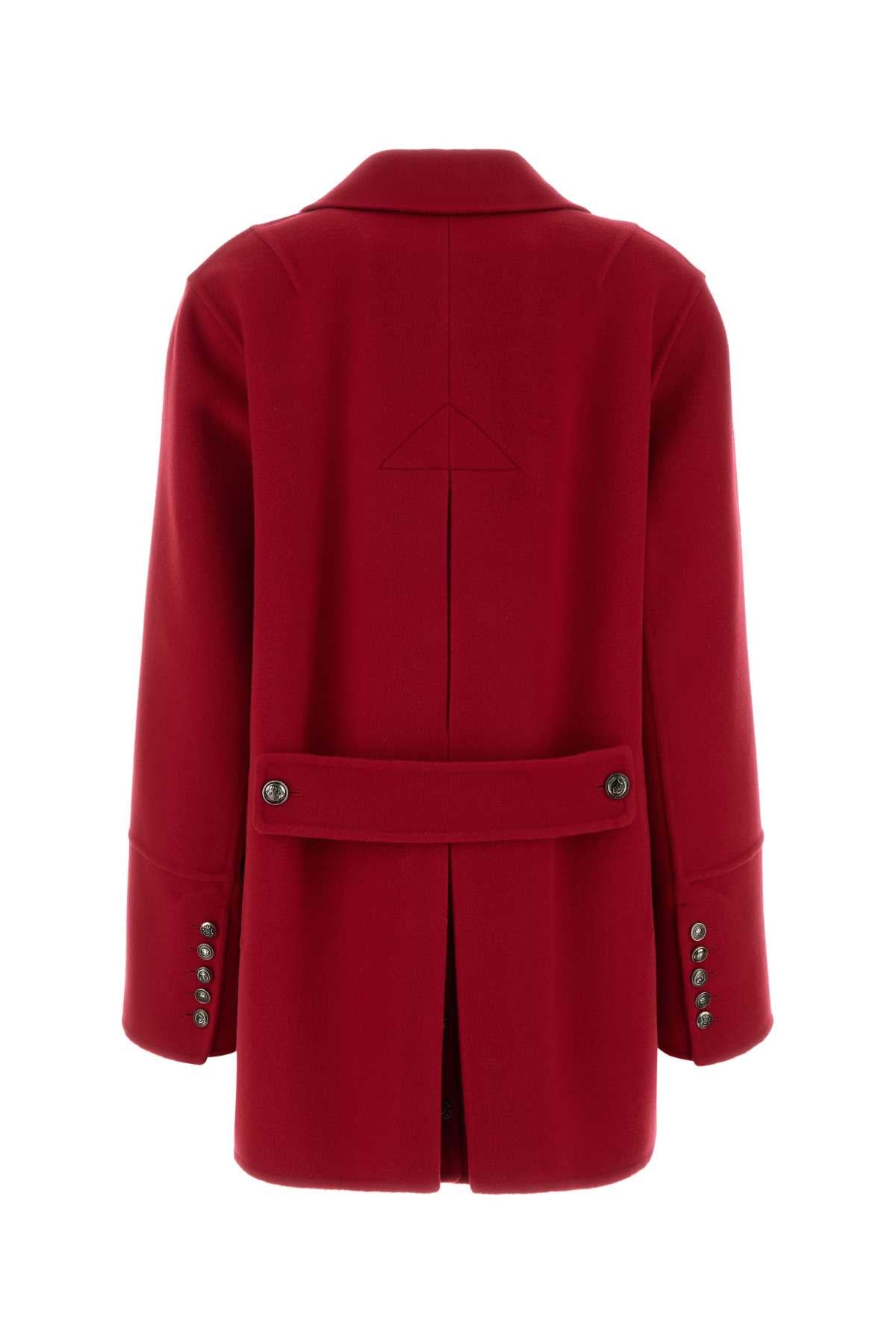 Ermanno Scervino Women Red Wool Coat ERMANO SCERVINO