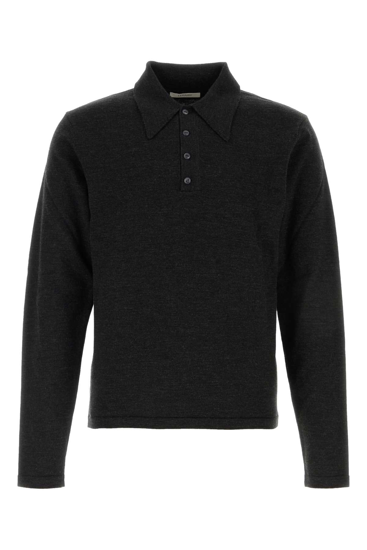 Lemaire Men Slate Wool Polo Shirt LEMAIRE
