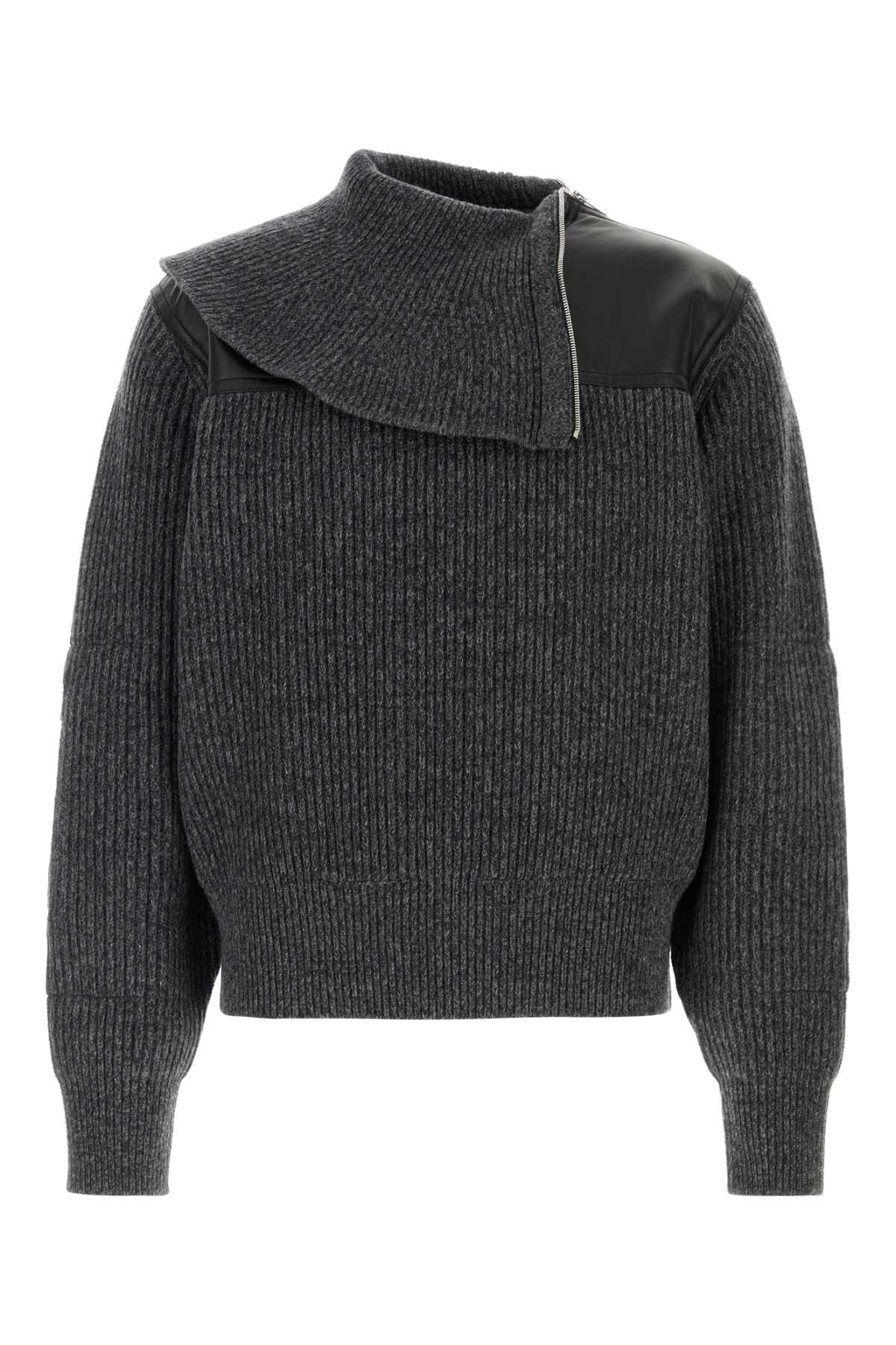 Bottega Veneta Men Dark Grey Wool Blend Sweater