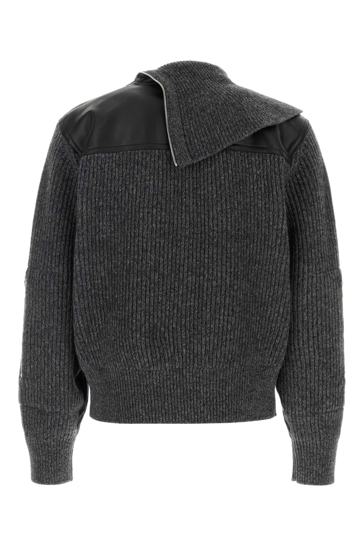 Bottega Veneta Men Dark Grey Wool Blend Sweater