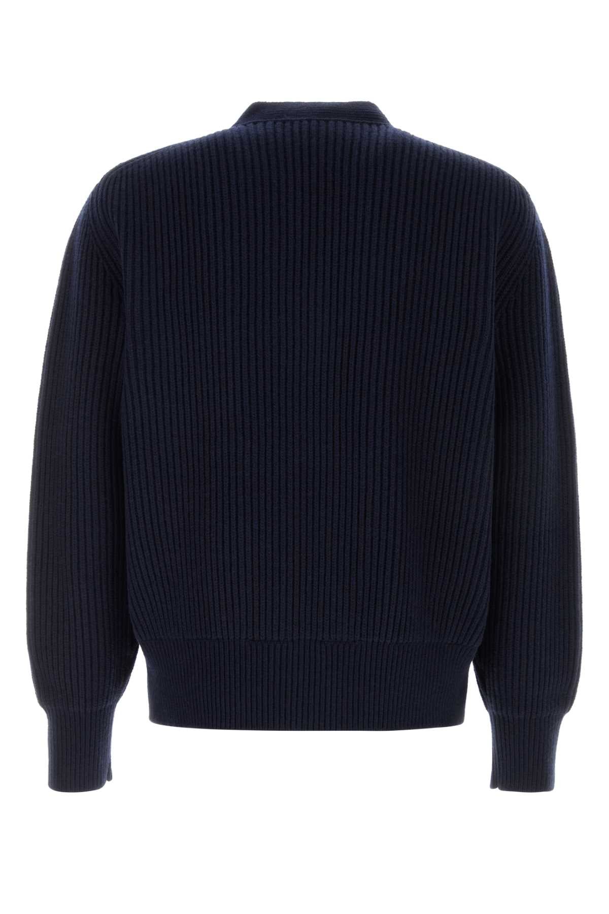 Bottega Veneta Men Navy Blue Wool Blend Cardigan BOTTEGA VENETA