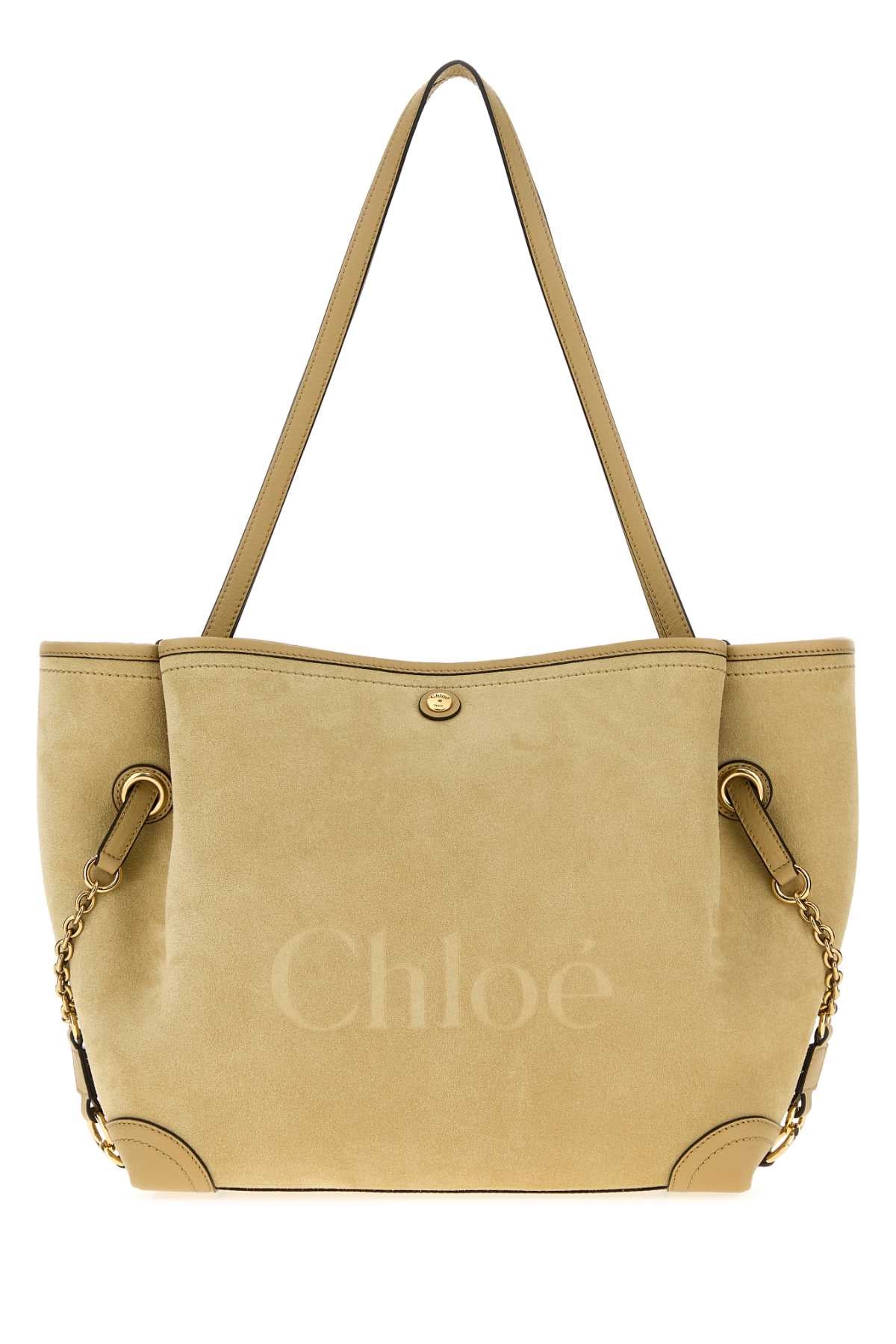 Chloe Women Beige Suede Chloe Clover Shopping Bag CHLOE