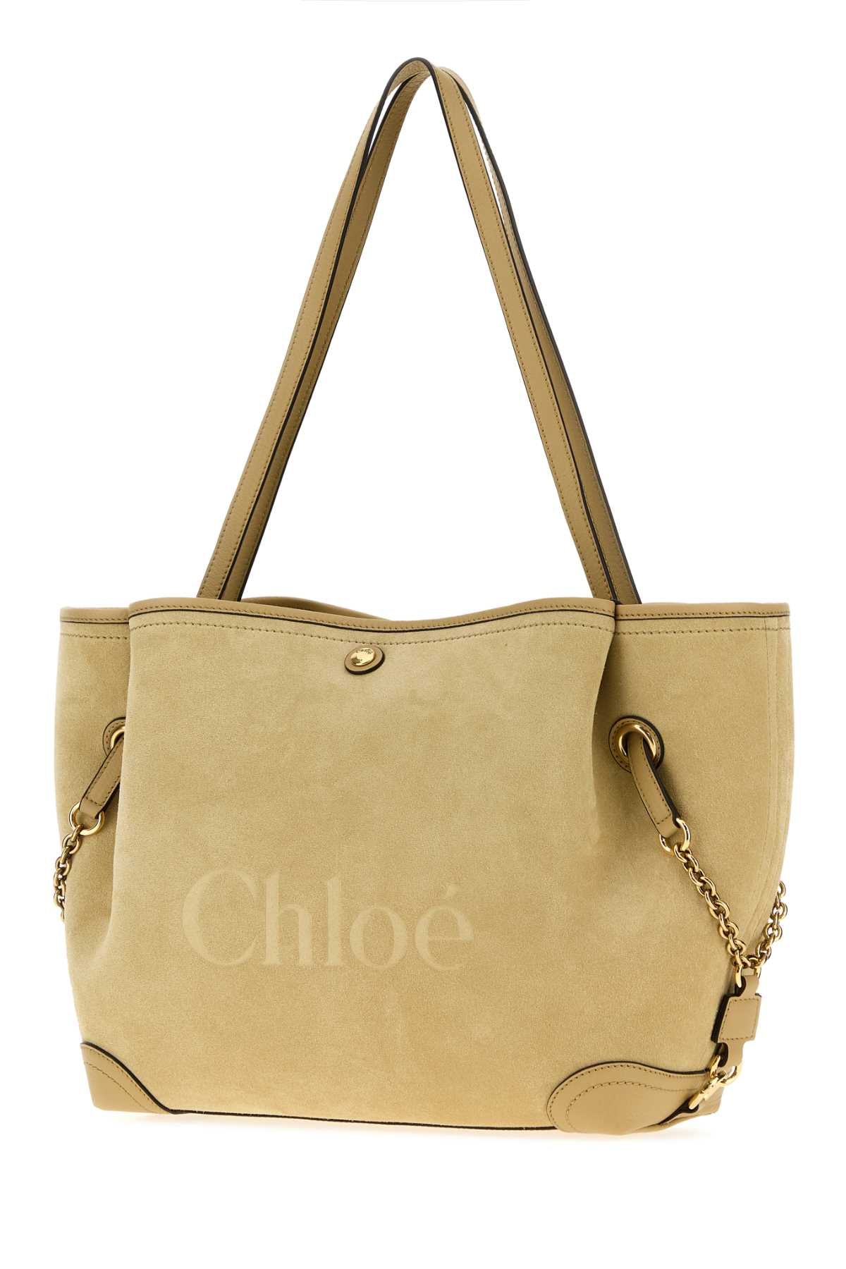 Chloe Women Beige Suede Chloe Clover Shopping Bag CHLOE
