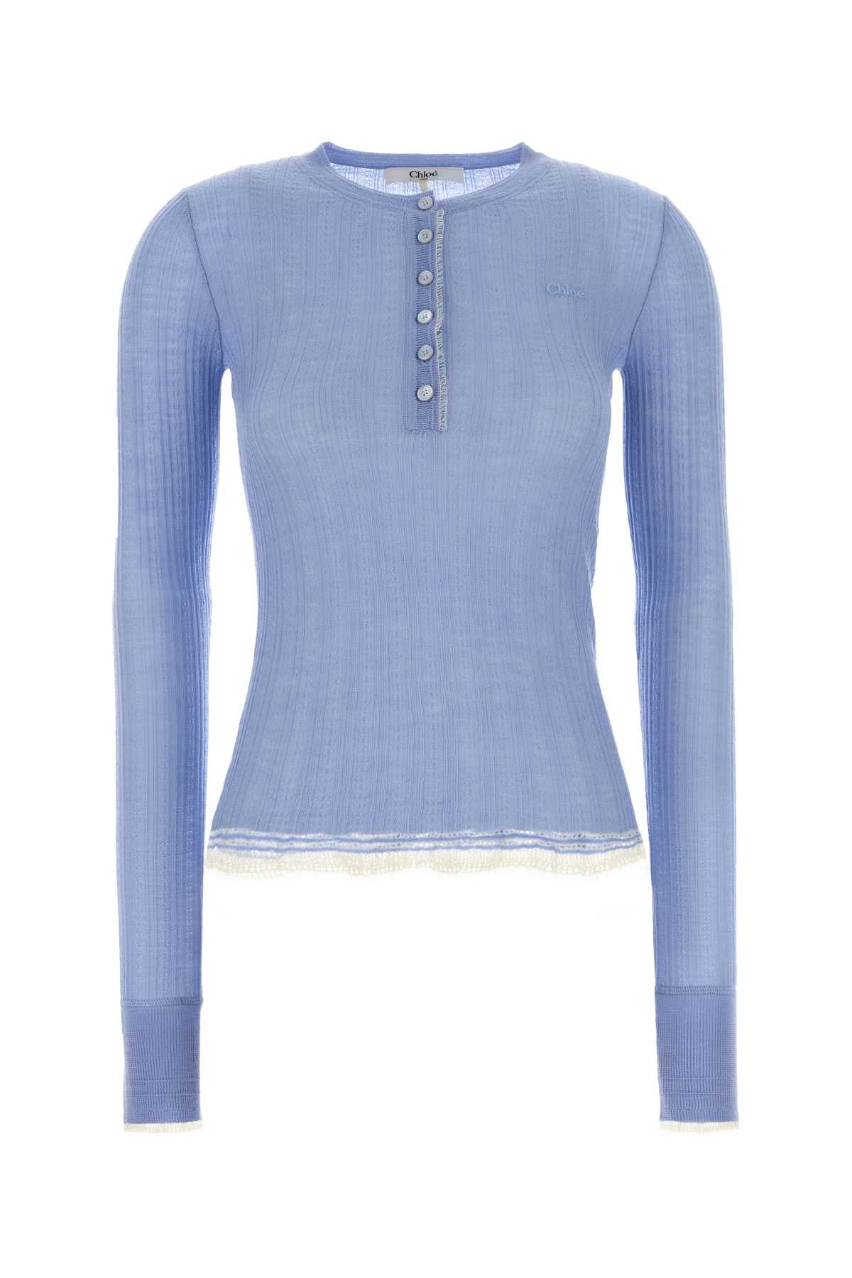 Chloe Women Cerulean Blue Wool Sweater CHLOE