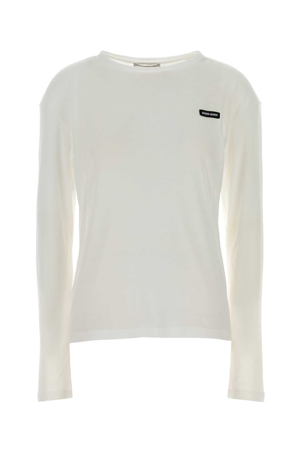 Miu Miu Women White Cotton T-Shirt MIU MIU