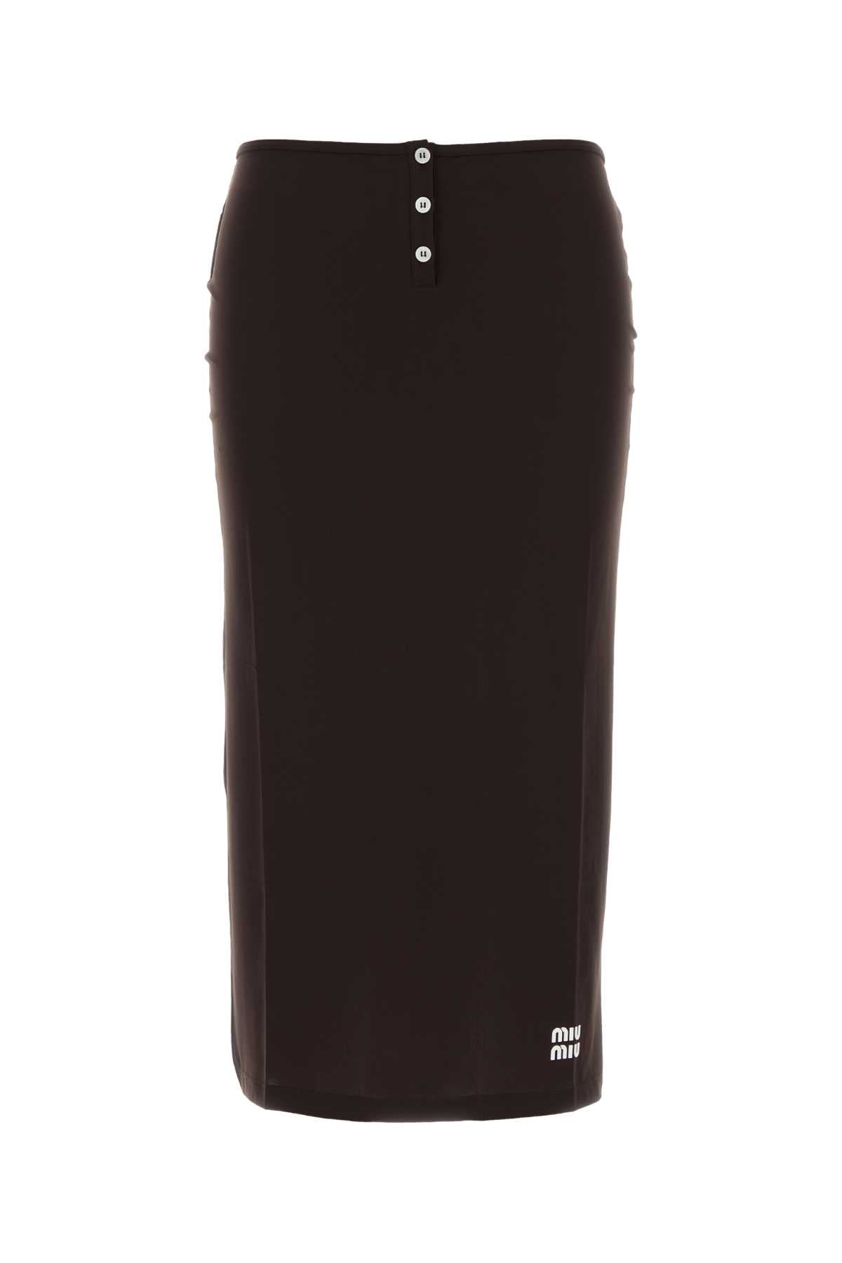 Miu Miu Women Chocolate Jersey Skirt MIU MIU