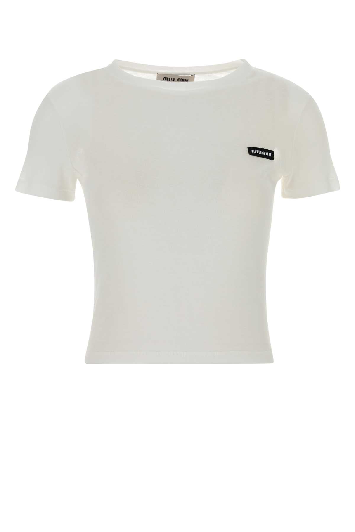 Miu Miu Women White Cotton T-Shirt MIU MIU