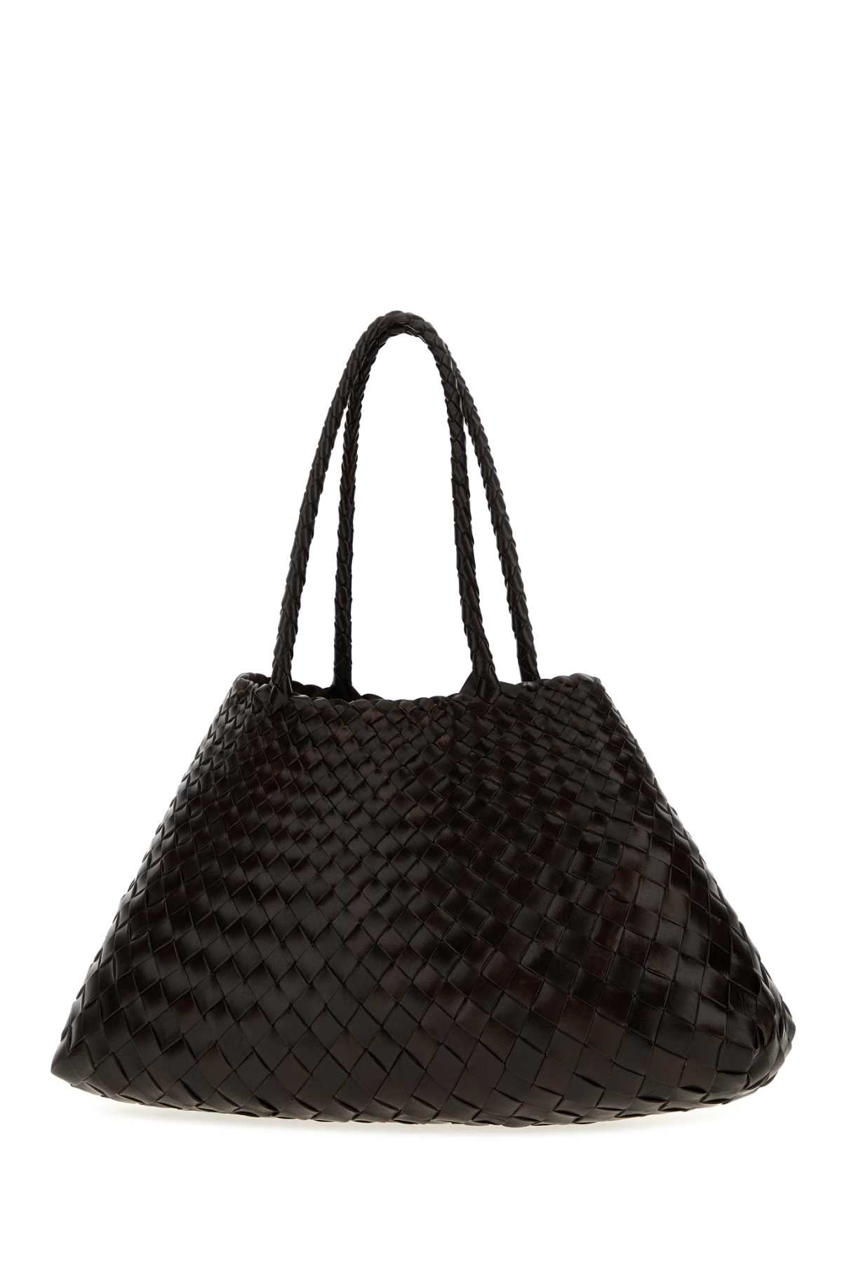 Dragon Diffusion Women Dark Brown Leather Large Santa Croc Shopping Bag DRAGON DIFFUSION