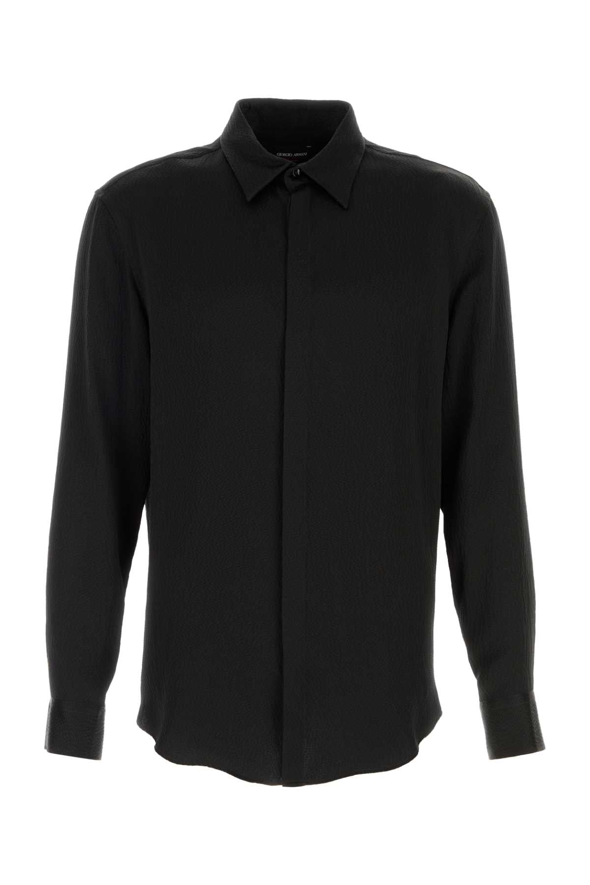 Giorgio Armani Men Black Satin Shirt GIORGIO ARMANI