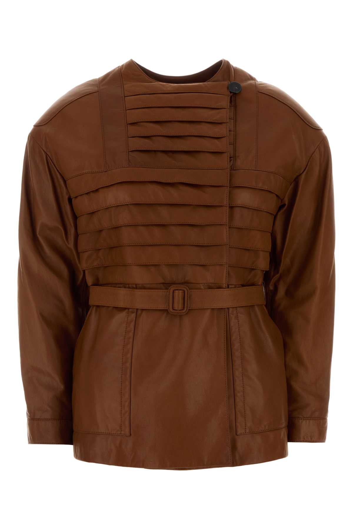 Giorgio Armani Women Caramel Leather Jacket GIORGIO ARMANI