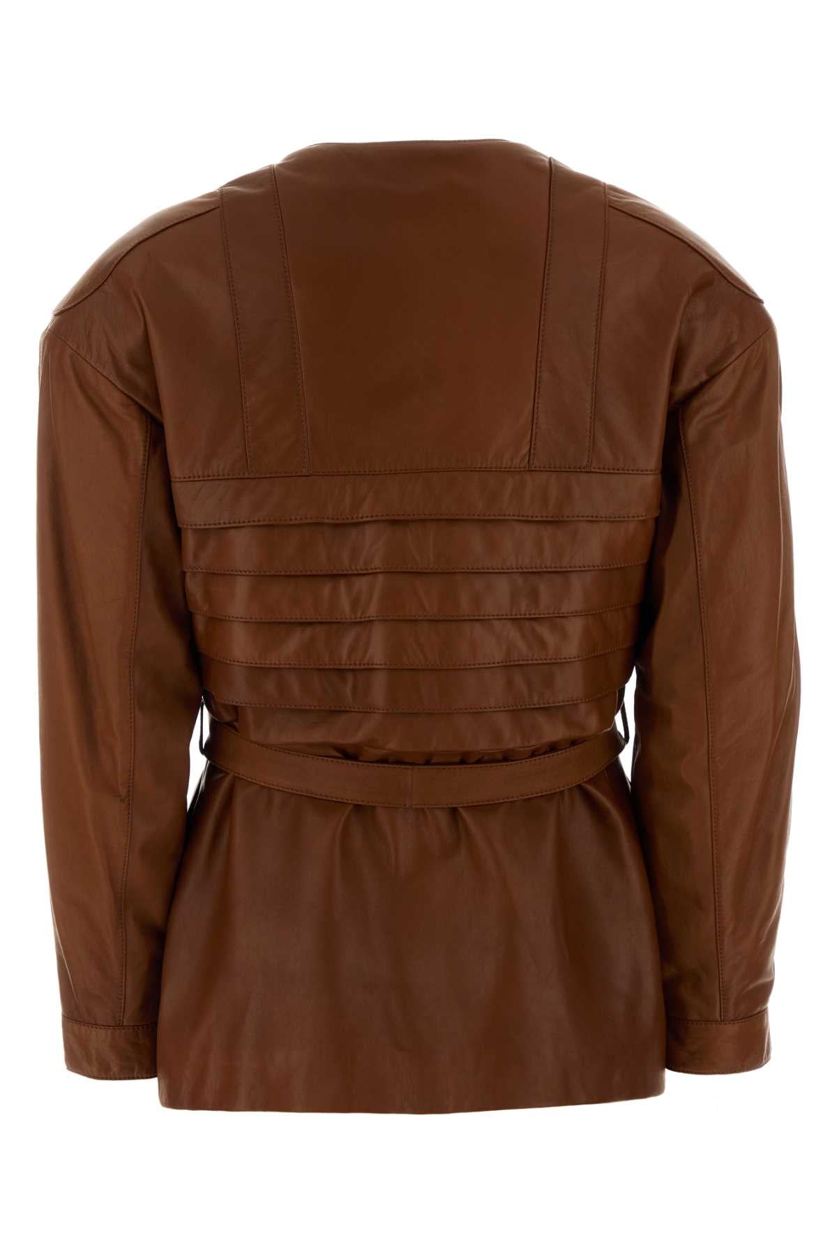Giorgio Armani Women Caramel Leather Jacket GIORGIO ARMANI